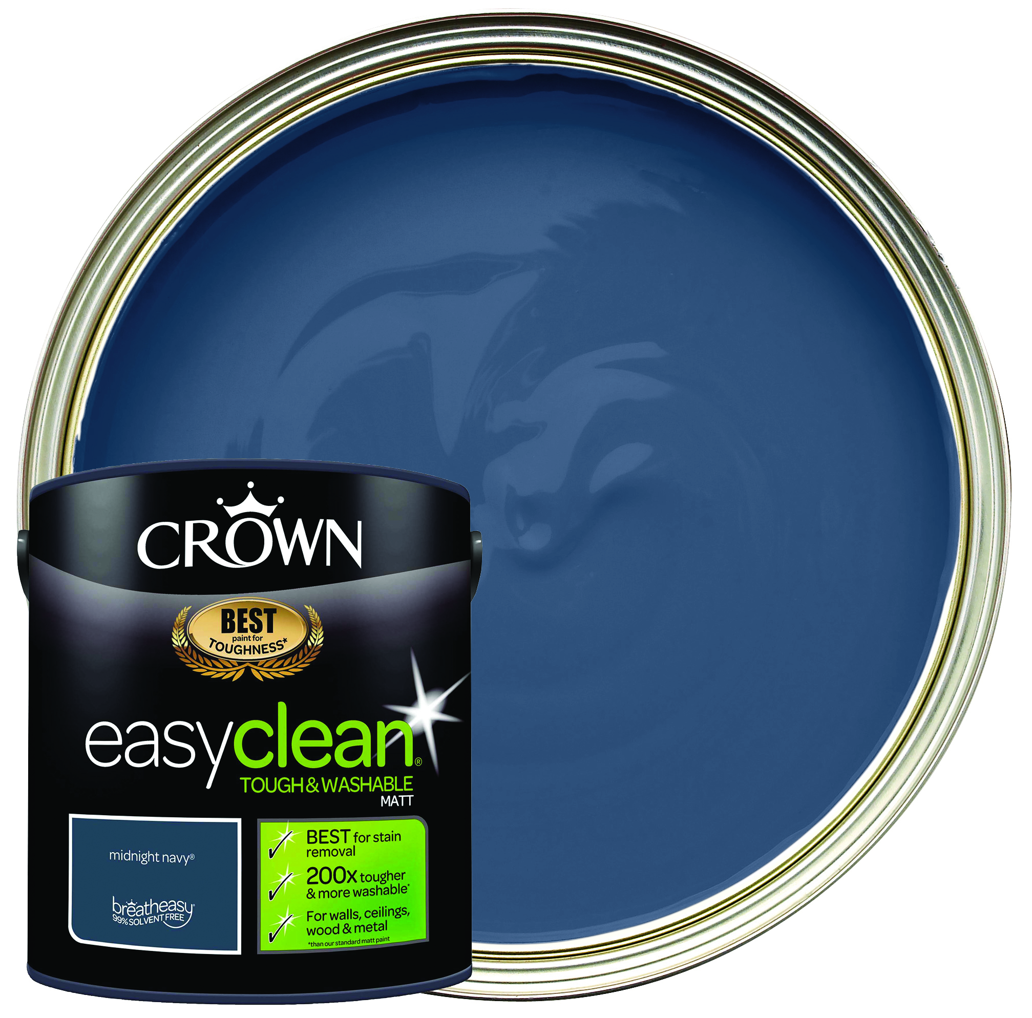Image of Crown Easyclean Matt Emulsion Paint - Midnight Navy - 2.5L
