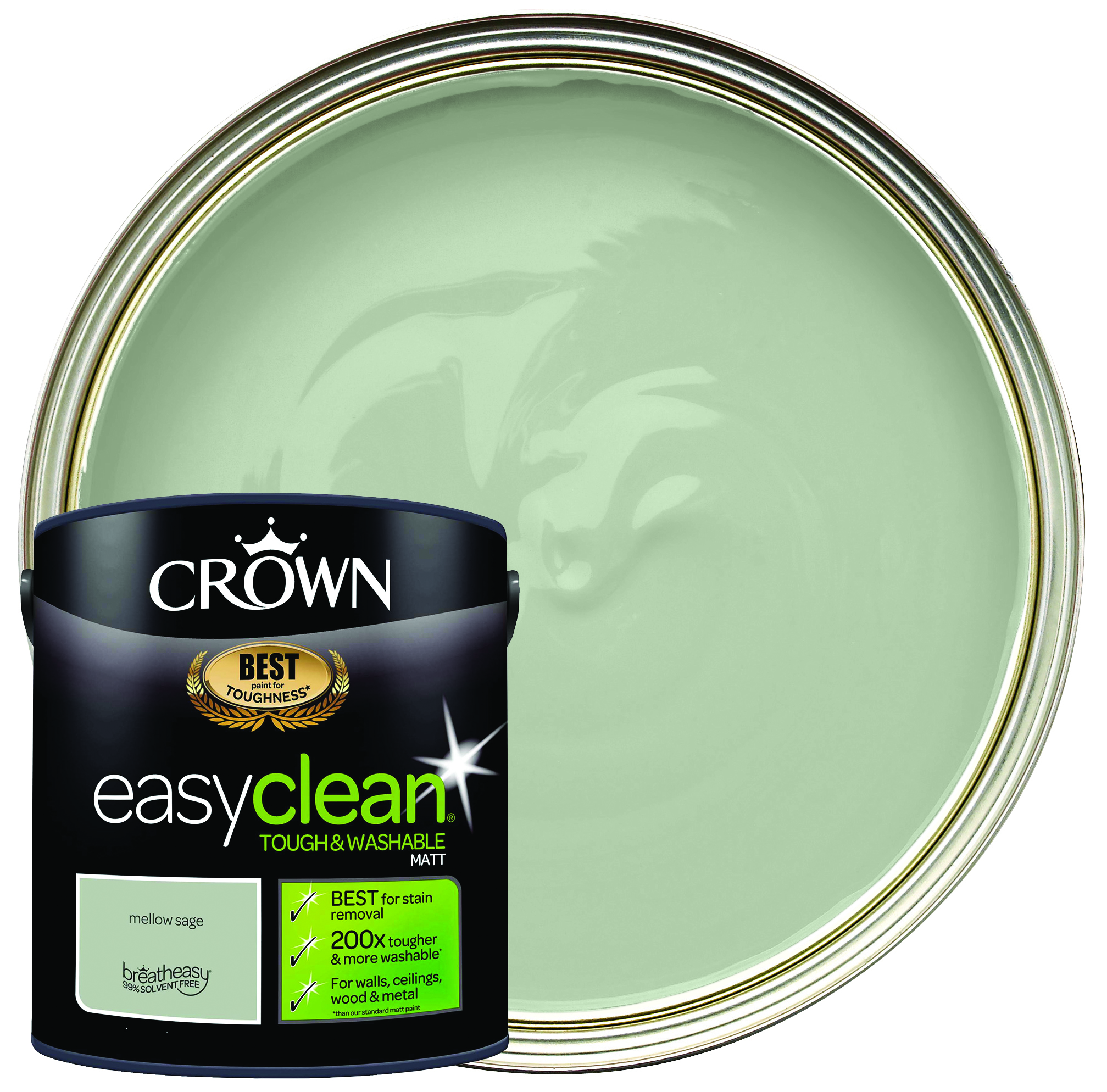 Image of Crown Easyclean Matt Emulsion Paint - Mellow Sage - 2.5L