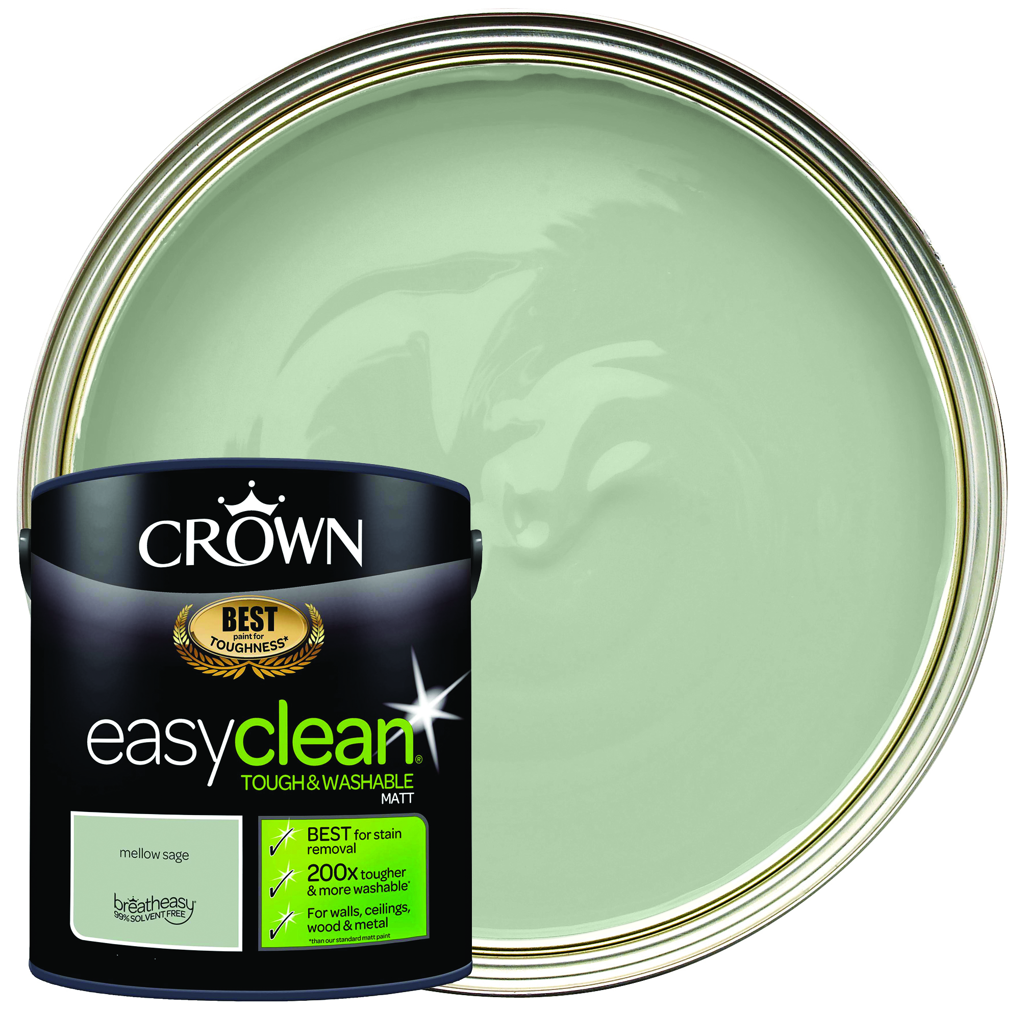 Crown Easyclean Matt Emulsion Paint - Mellow Sage - 2.5L