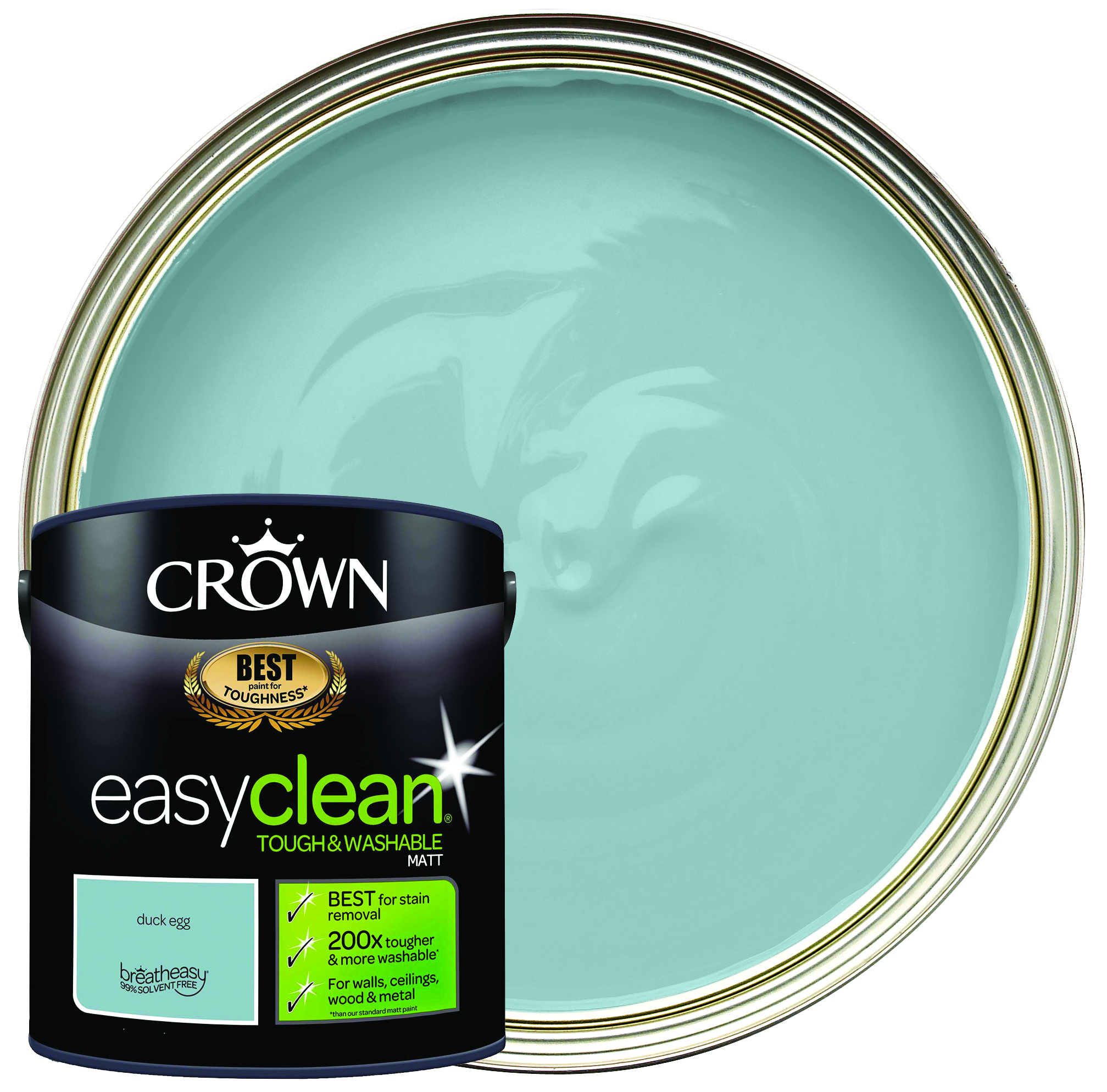 Crown Easyclean Matt Emulsion Paint - Duck Egg - 2.5L