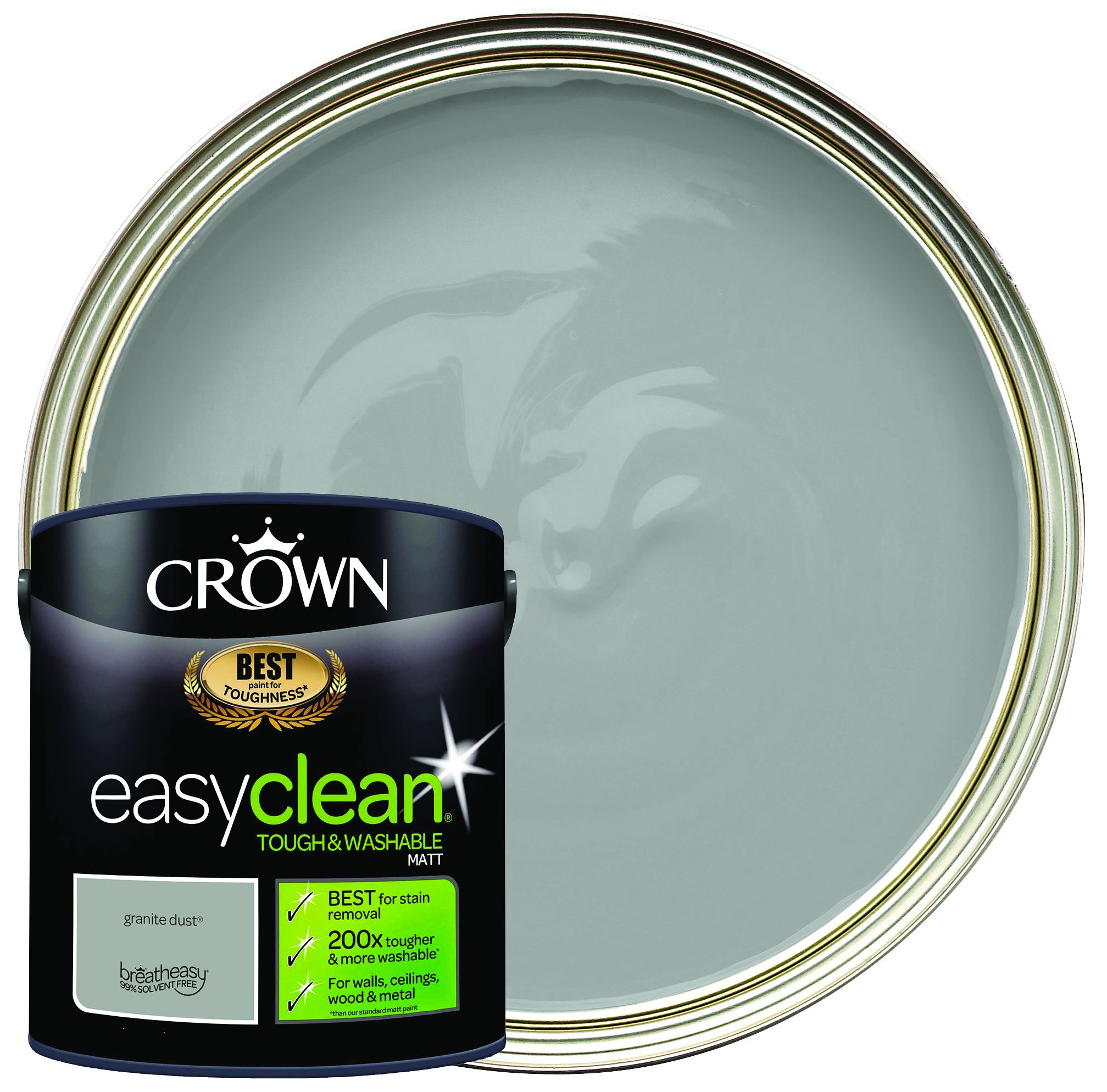 Crown Easyclean Matt Emulsion Paint - Granite Dust - 2.5L