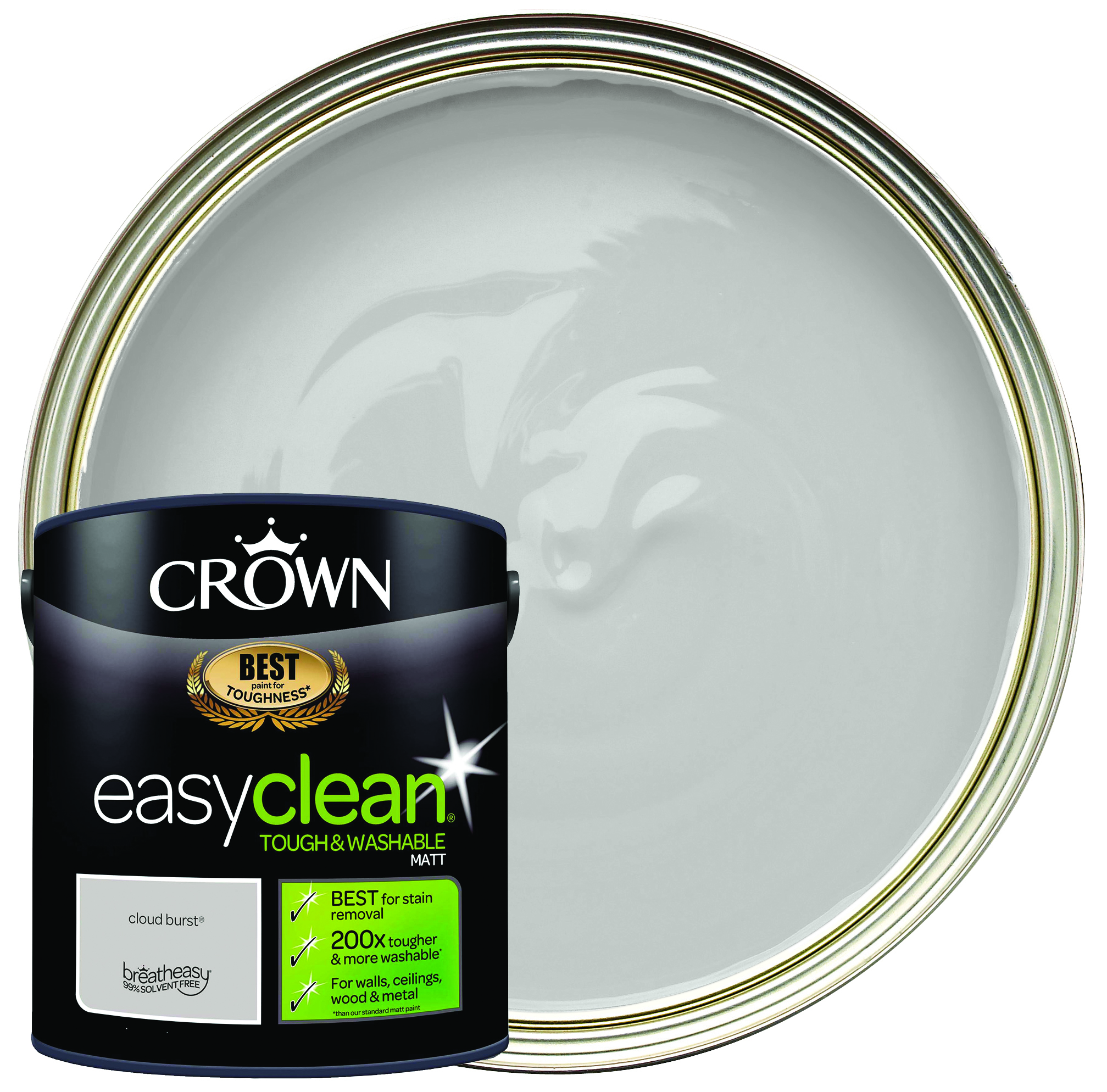 Image of Crown Easyclean Matt Emulsion Paint - Cloud Burst - 2.5L