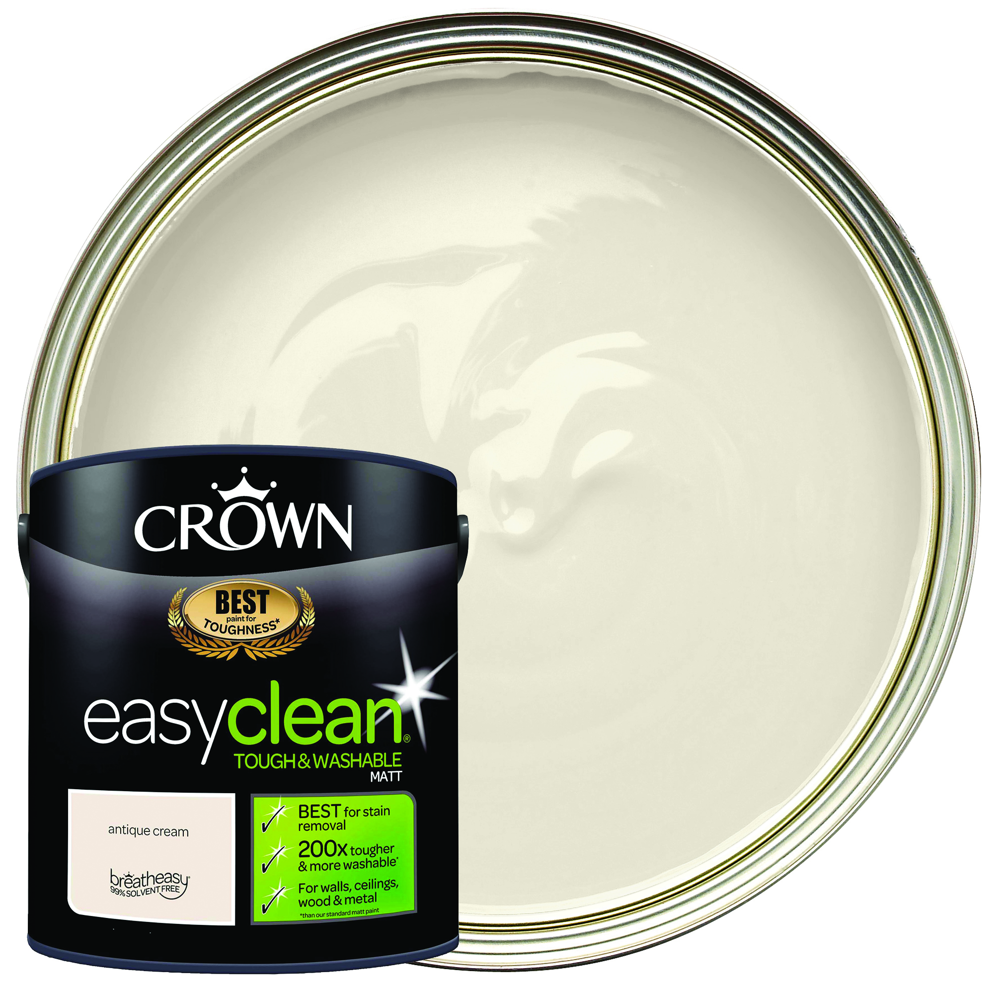 Crown Easyclean Matt Emulsion Paint - Antique Cream - 2.5L