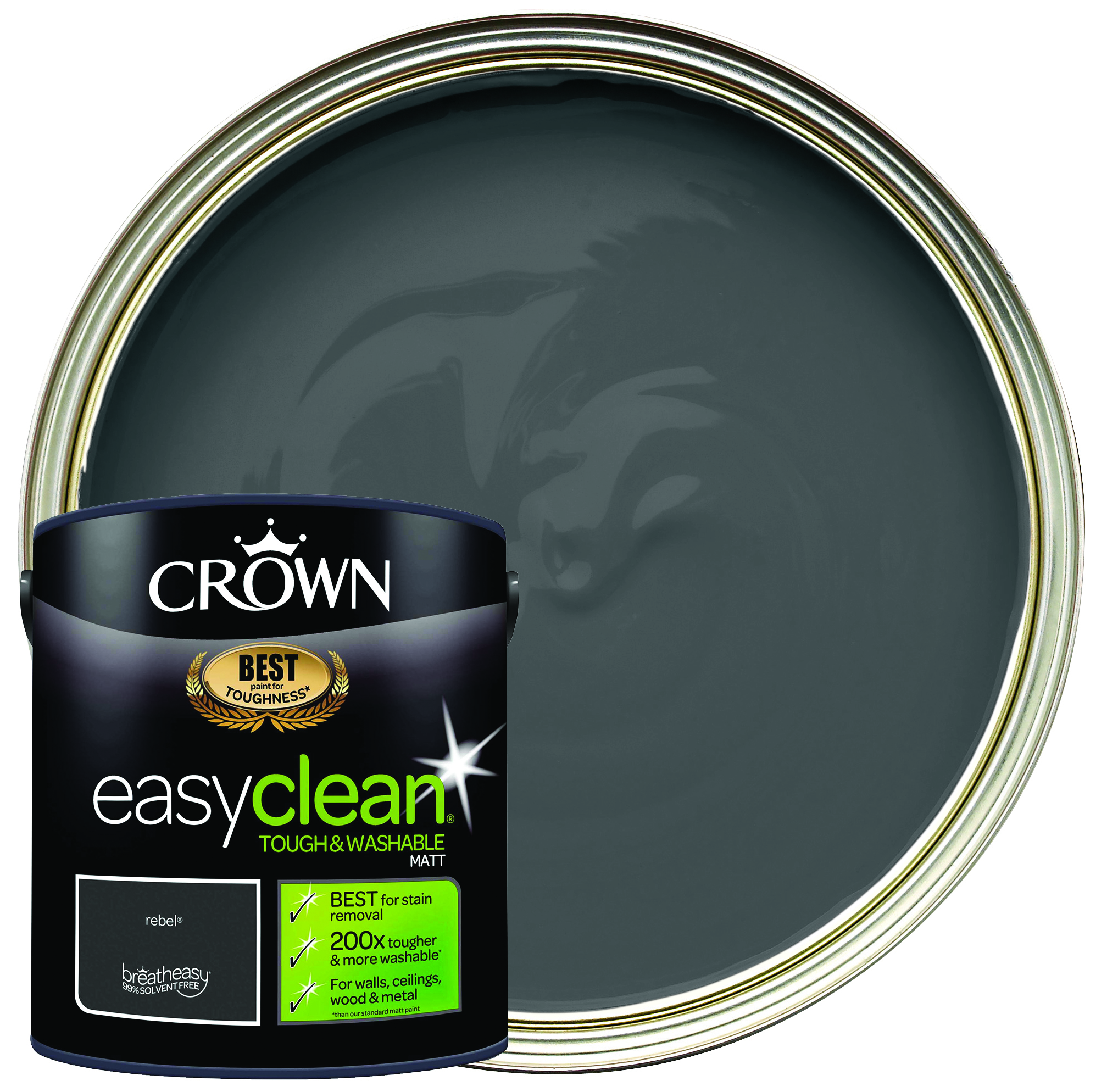 Image of Crown Easyclean Matt Emulsion Paint - Rebel - 2.5L