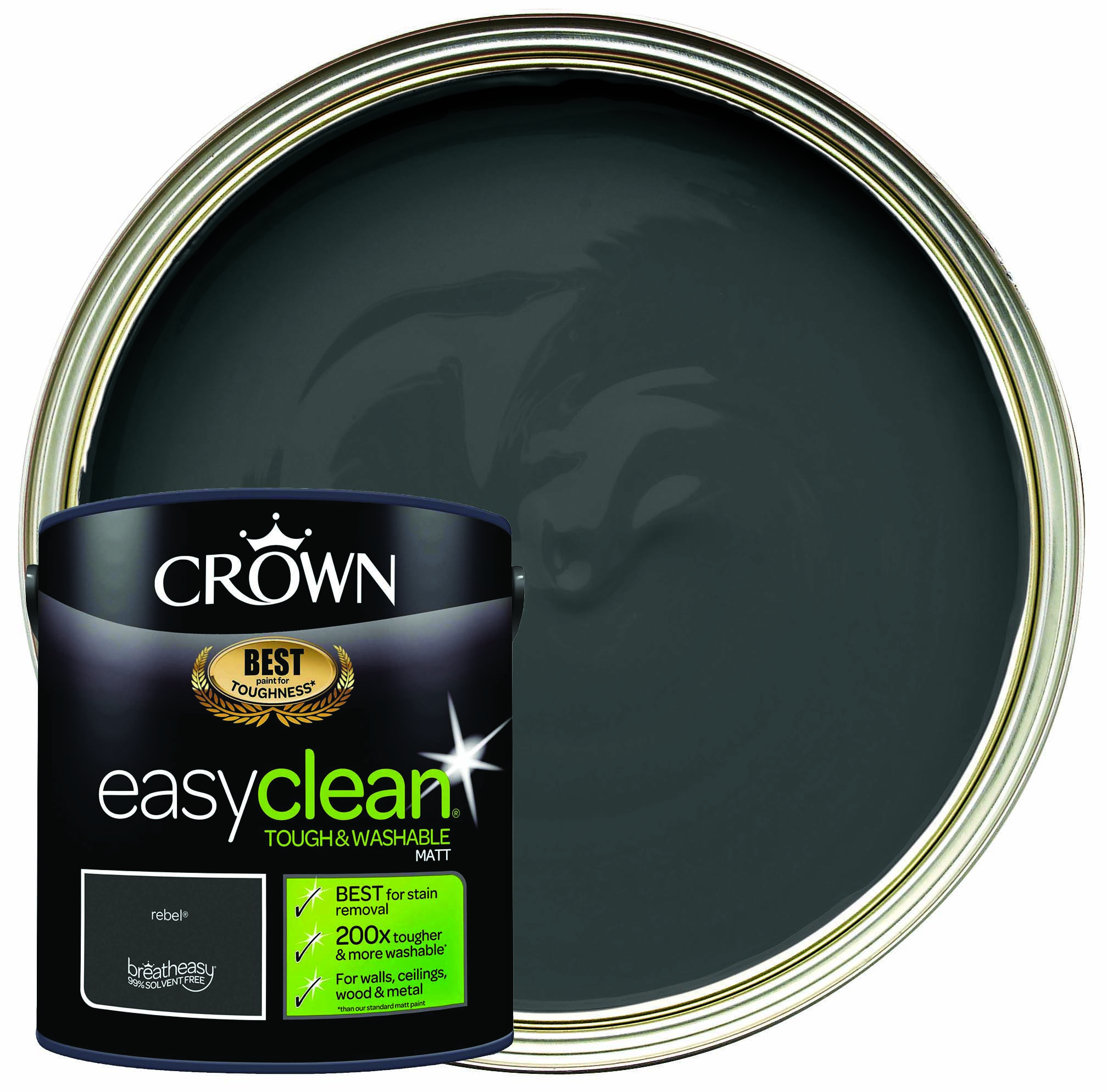 Crown Easyclean Matt Emulsion Paint - Rebel - 2.5L