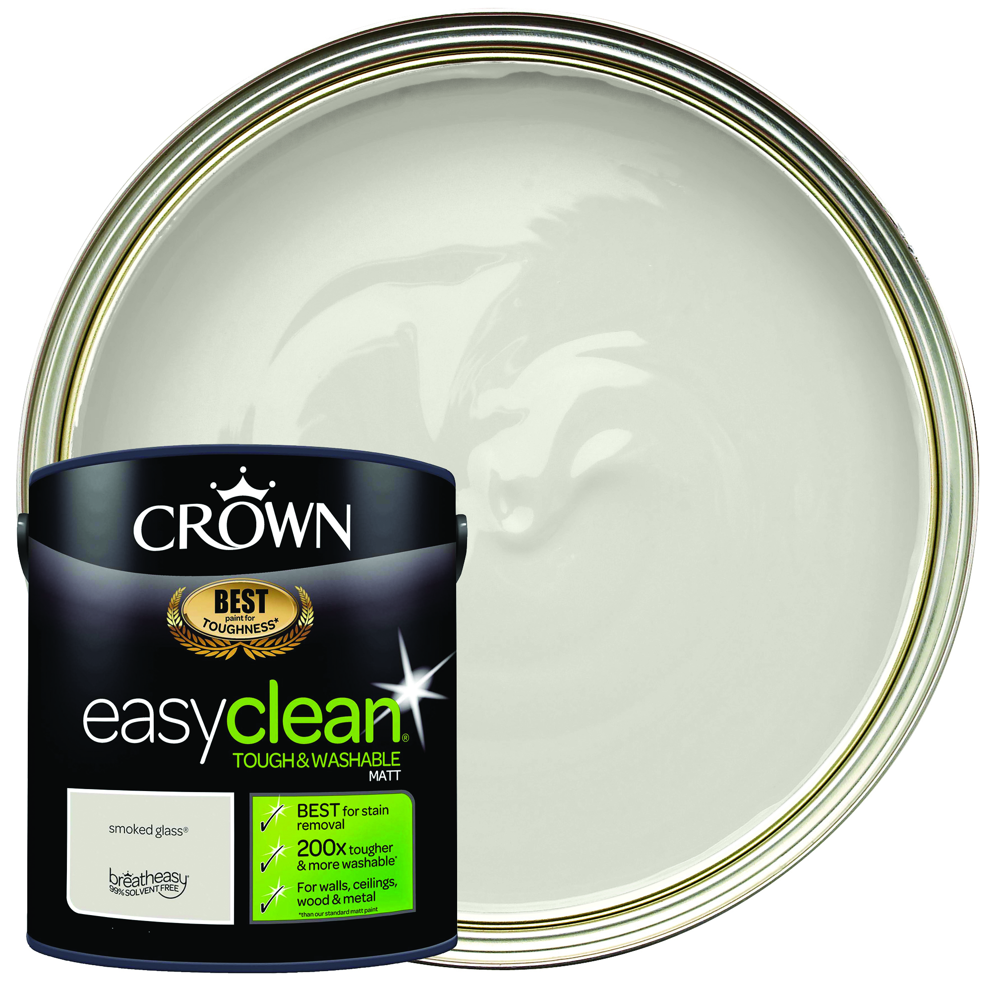 Image of Crown Easyclean Matt Emulsion Paint - Smoked Glass - 2.5L