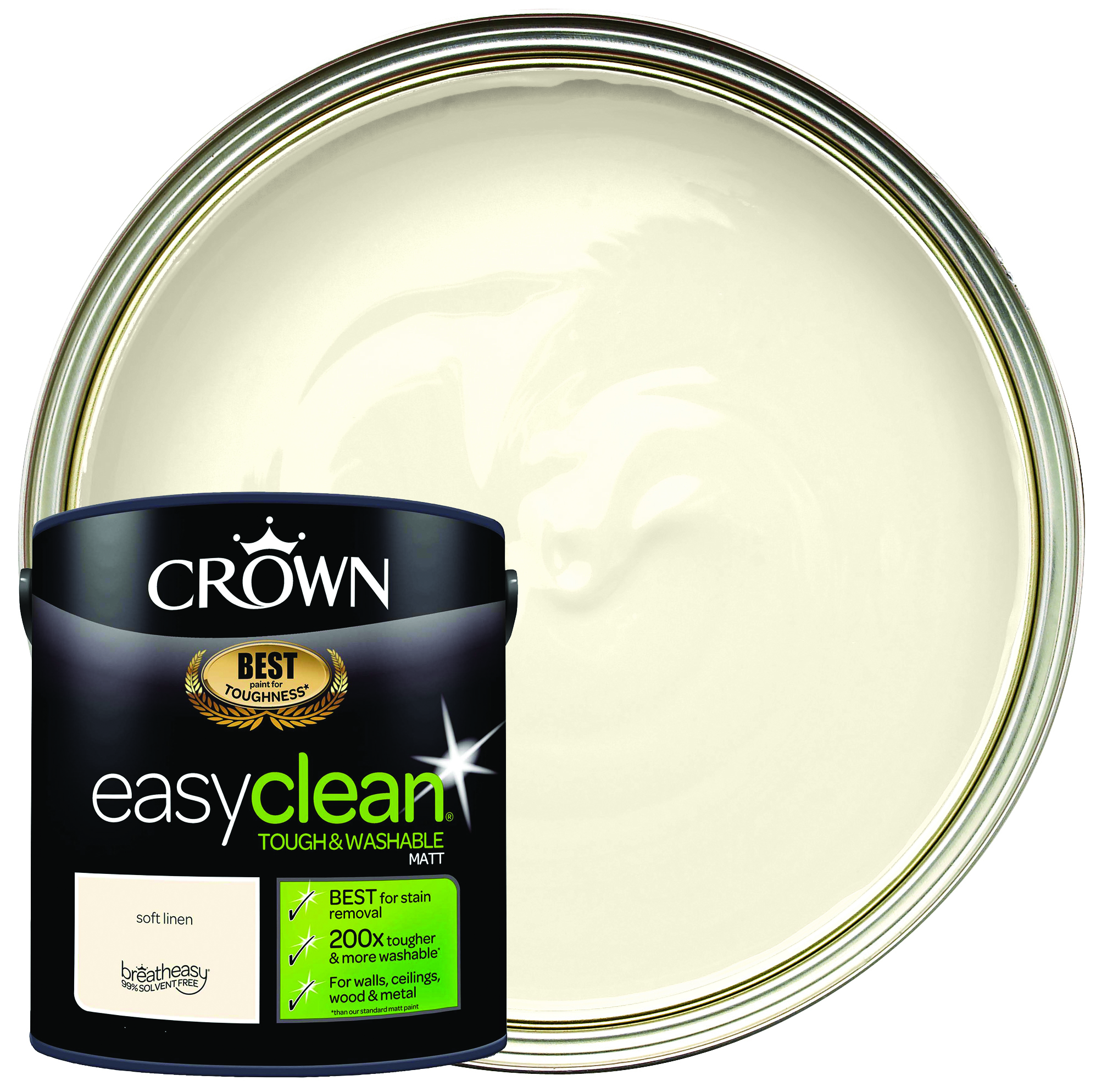 Image of Crown Easyclean Matt Emulsion Paint - Soft Linen - 2.5L