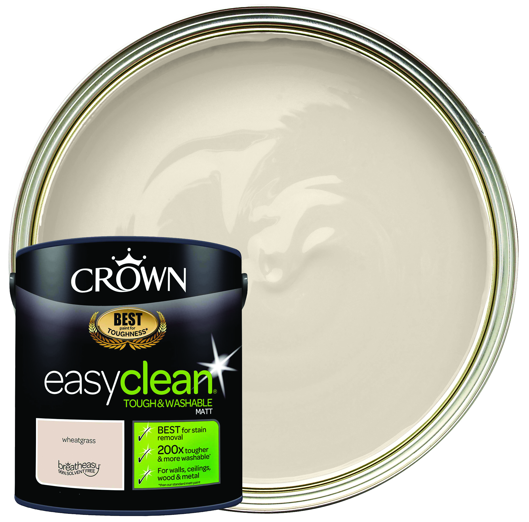 Image of Crown Easyclean Matt Emulsion Paint - Wheatgrass - 2.5L