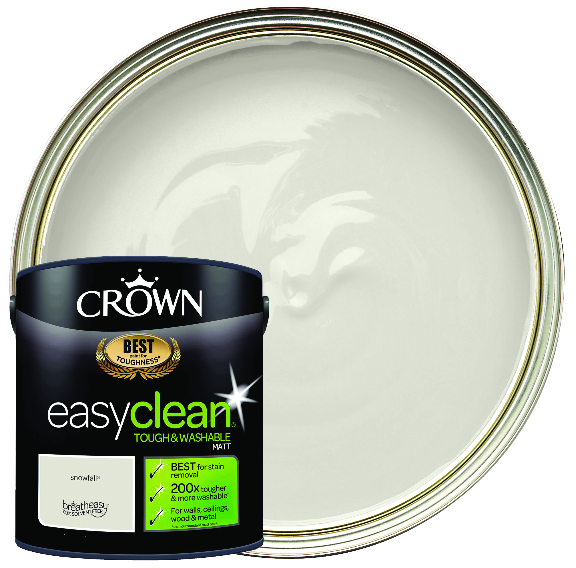 Image of Crown Easyclean Matt Emulsion Paint - Snowfall - 2.5L