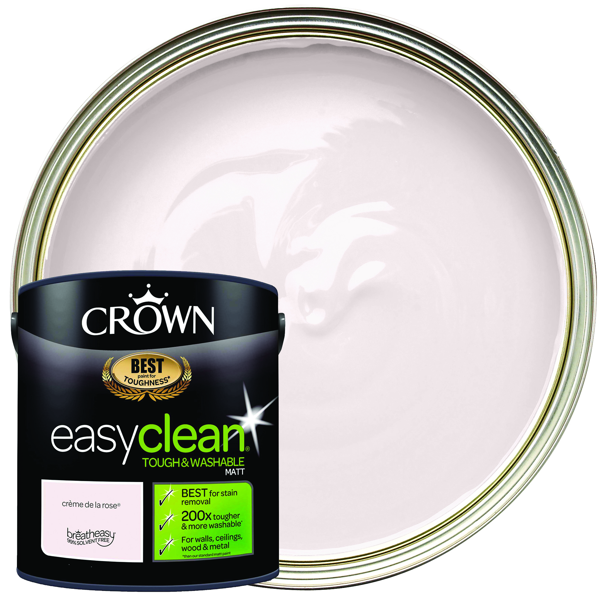 Crown Easyclean Matt Emulsion Paint - Crème de la Rose - 2.5L