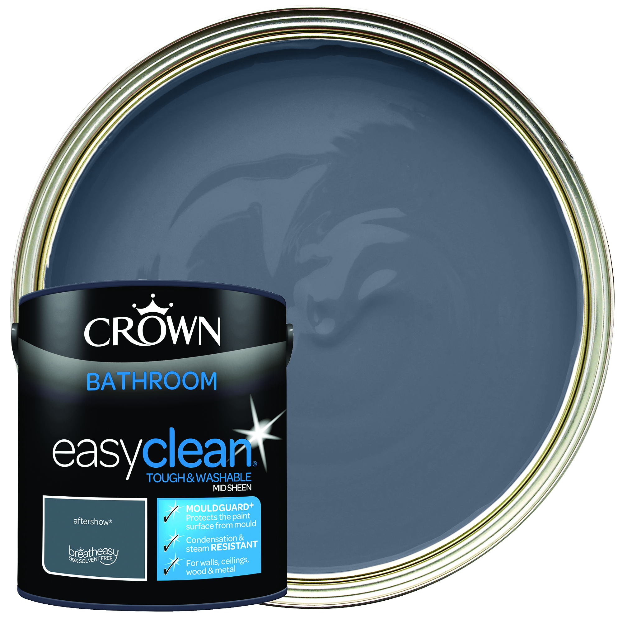 Crown Easyclean Mid Sheen Emulsion Bathroom Paint - Aftershow - 2.5L