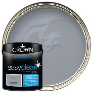 Crown Easyclean Mid Sheen Emulsion Bathroom Paint - Blue Gravel - 2.5L
