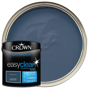 Crown Easyclean Mid Sheen Emulsion Bathroom Paint - Midnight Navy - 2.5L