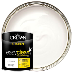 Image of Crown Easyclean Matt Emulsion Kitchen Paint - Brilliant White - 1L