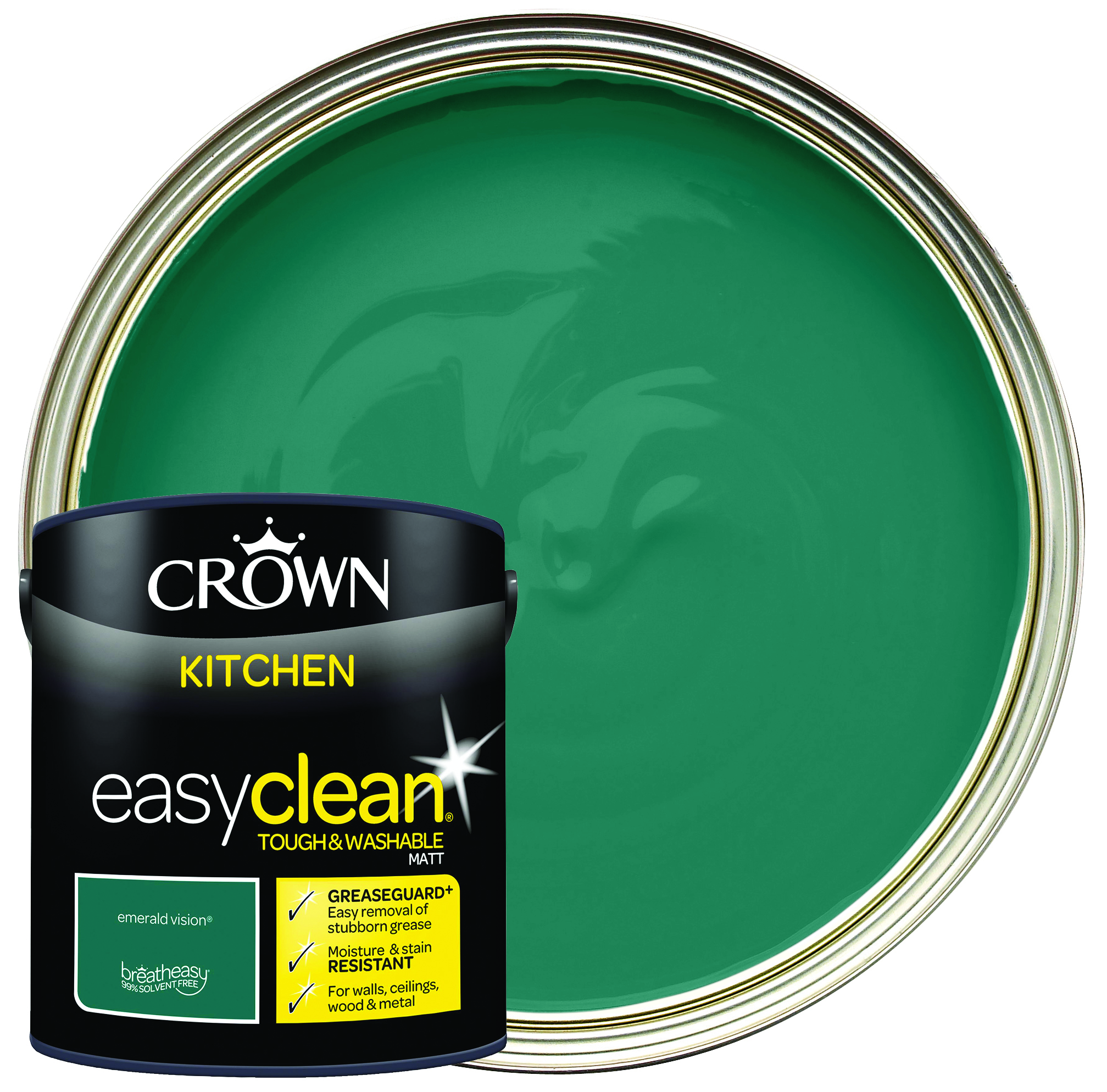 Image of Crown Retail Easyclean Kitchen Emulsion Paint - Emerald Vision - 2.5L