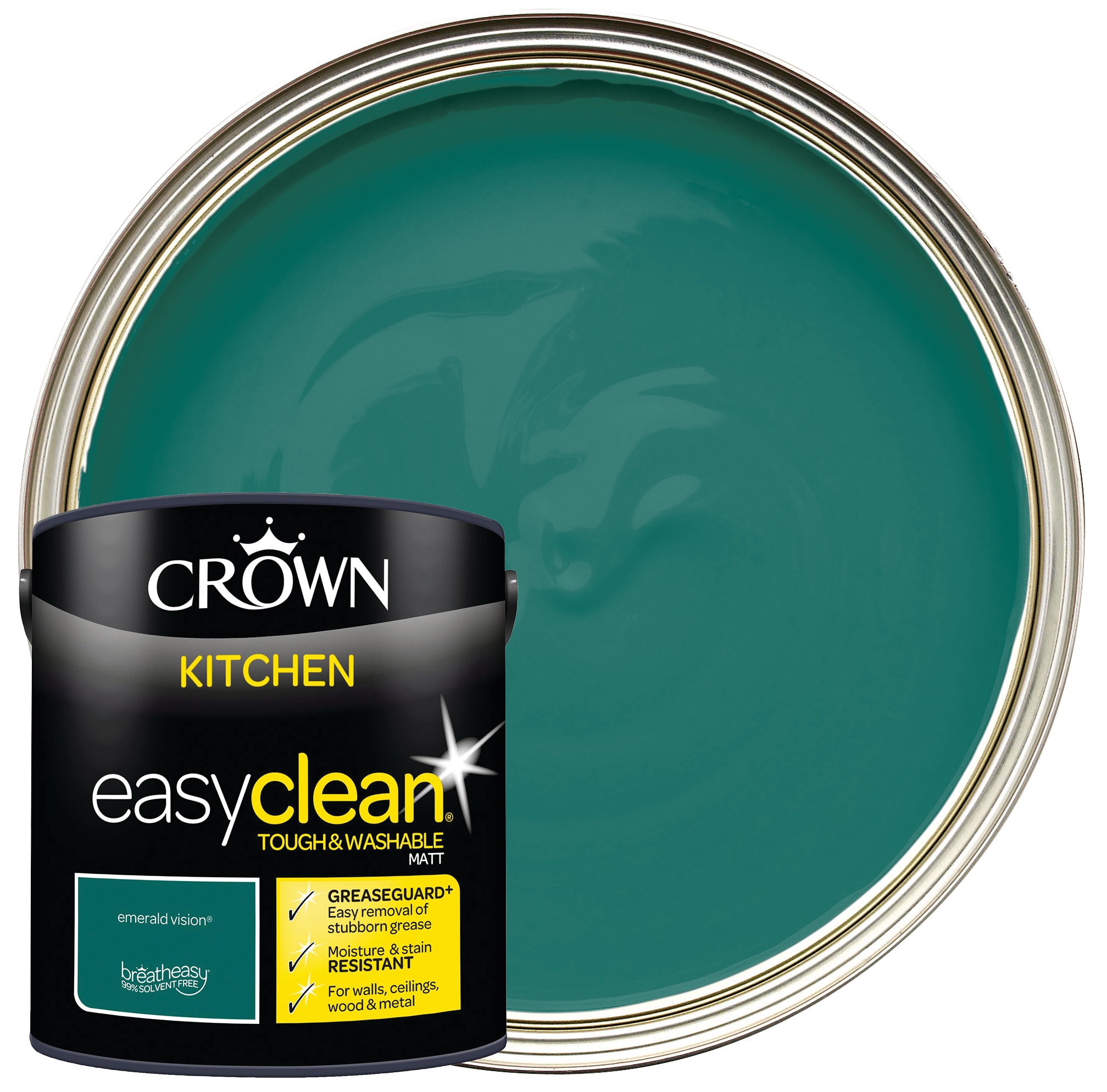 Crown Retail Easyclean Kitchen Emulsion Paint - Emerald