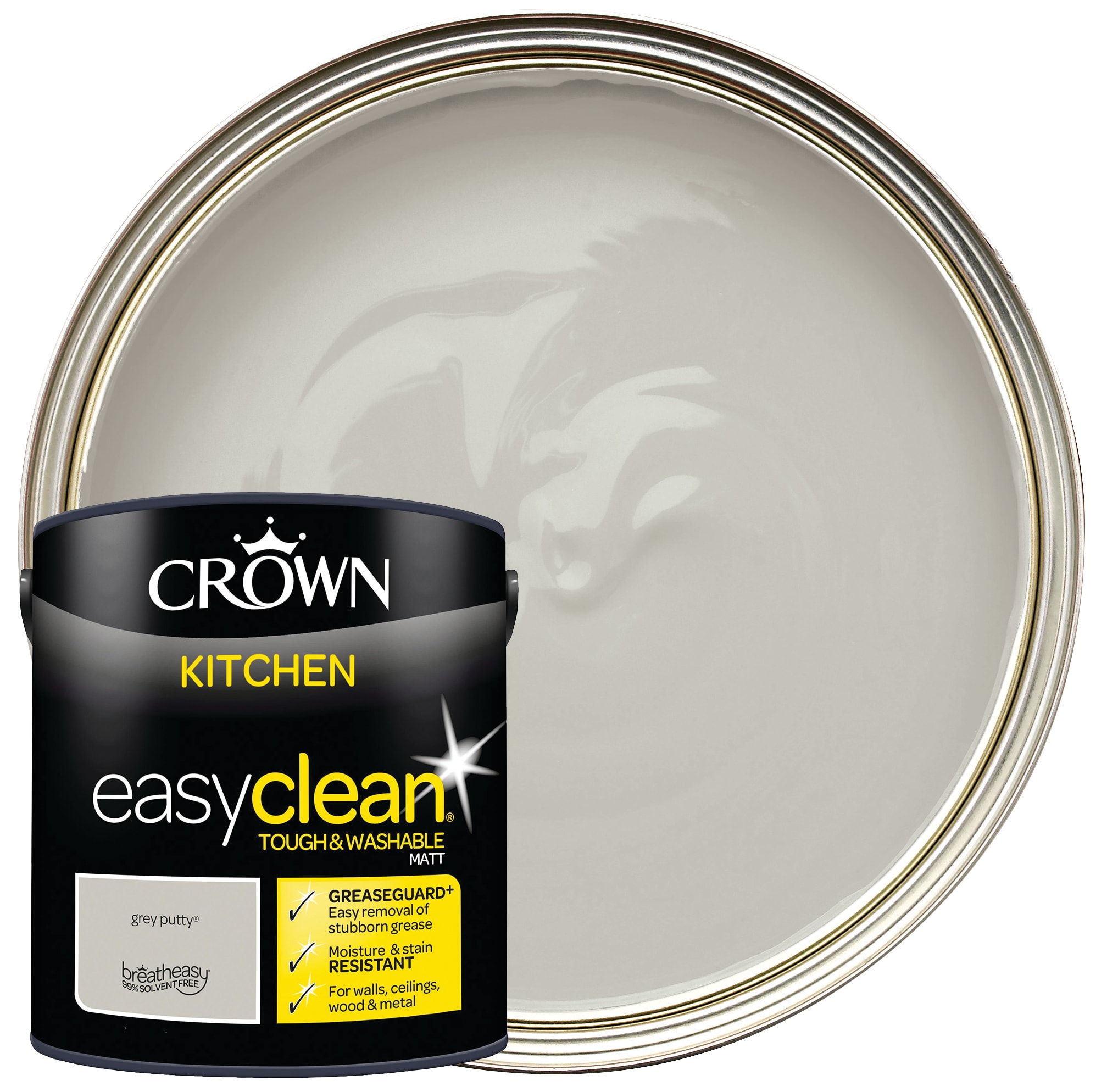 Crown Easyclean Matt Emulsion Kitchen Paint - Grey