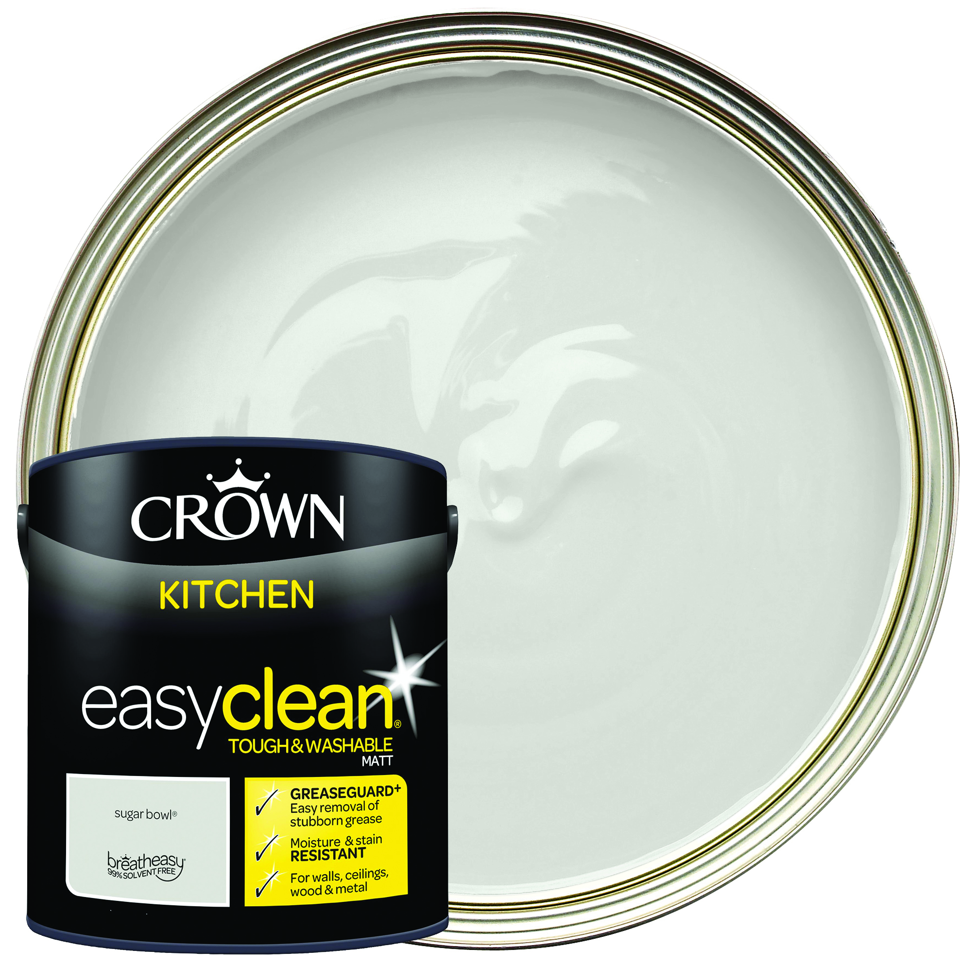 Image of Crown Easyclean Matt Emulsion Kitchen Paint - Sugar Bowl - 2.5L
