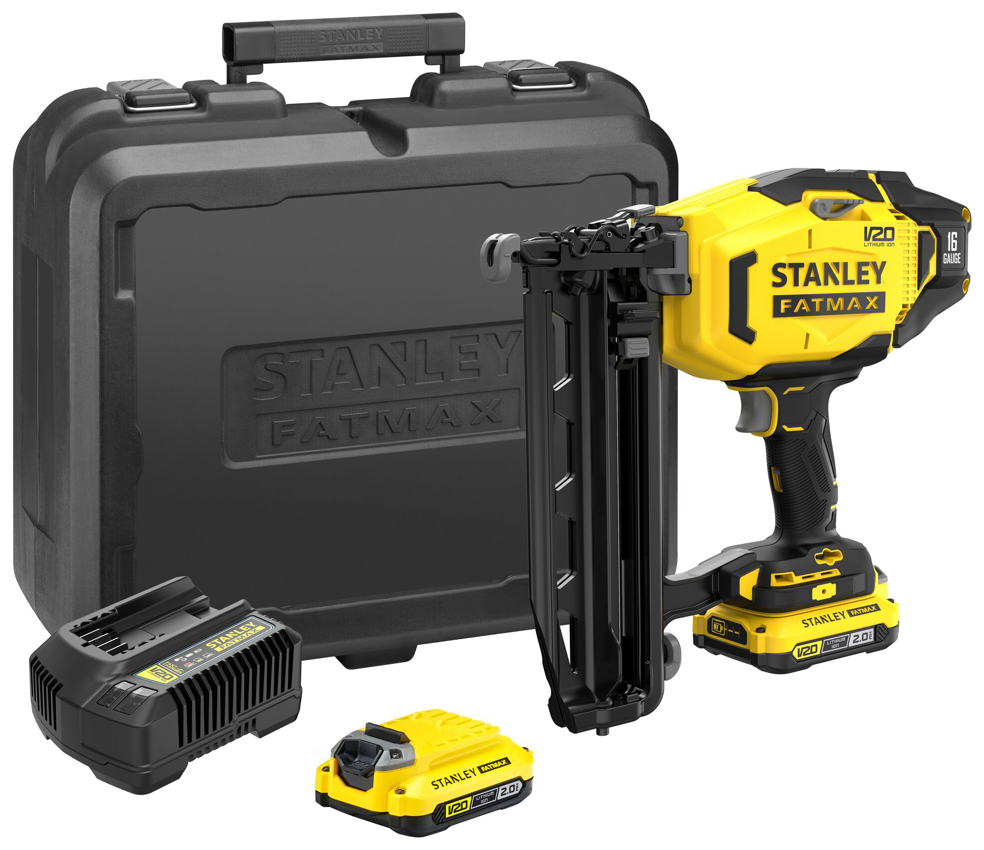 Stanley FatMax V20 SFMCN616D2K-GB 18V 2 x 2.0AH Cordless Nailer with Kitbox