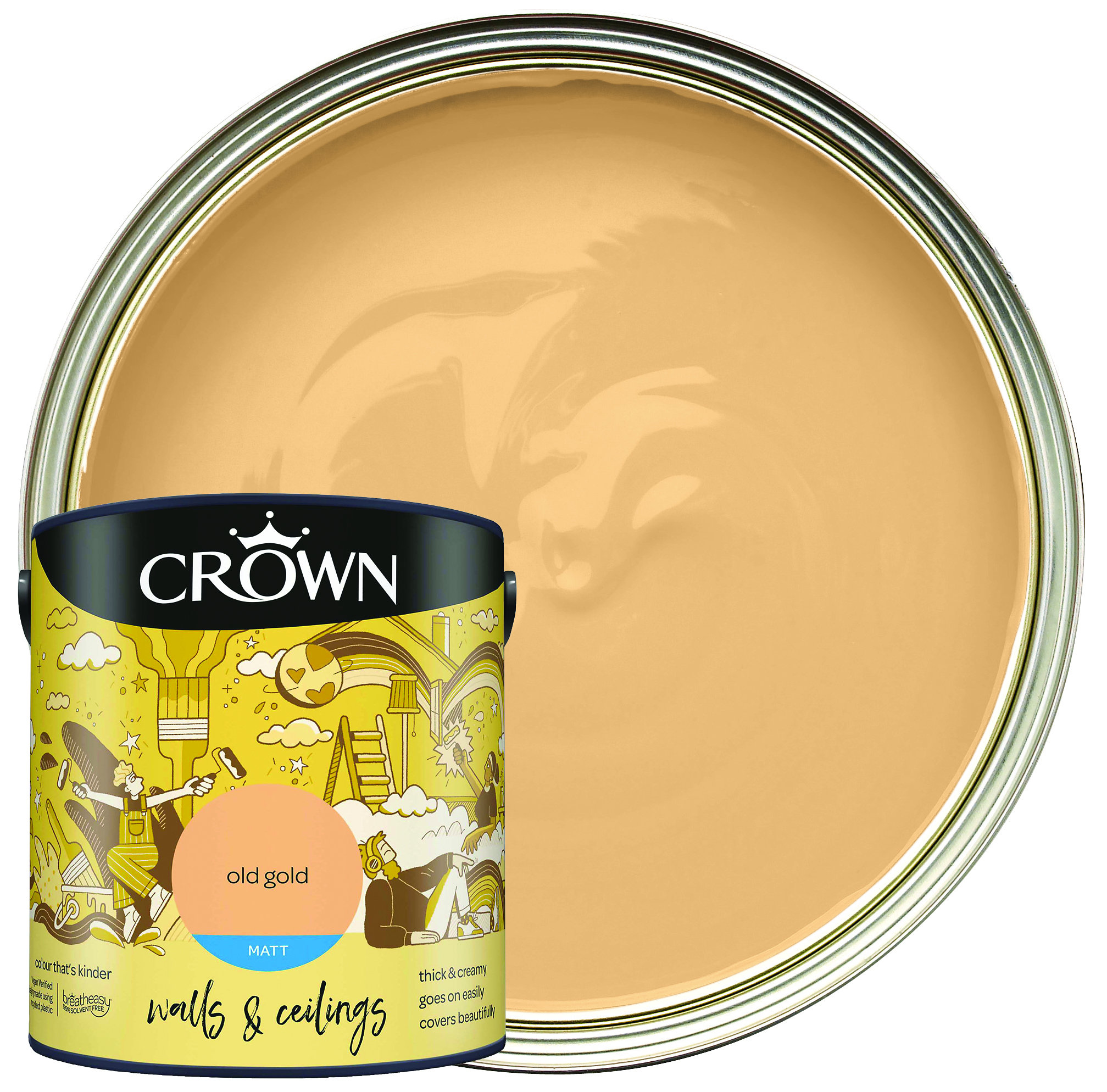 Image of Crown Matt Emulsion Paint - Old Gold - 2.5L