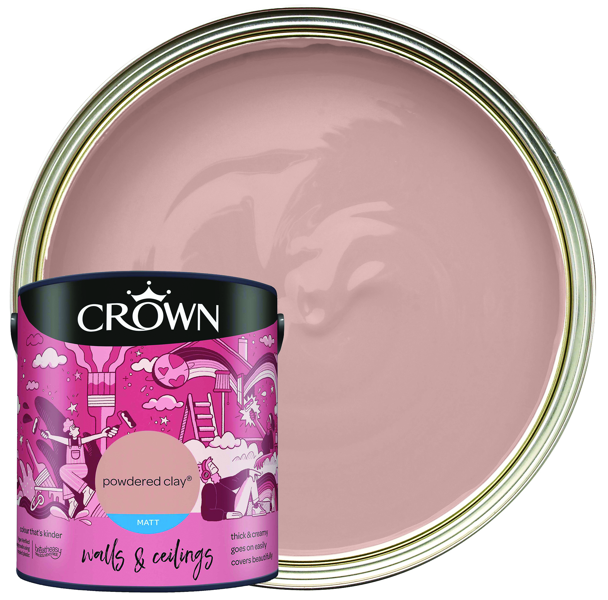 Crown Matt Emulsion Paint - Powdered Clay - 2.5L