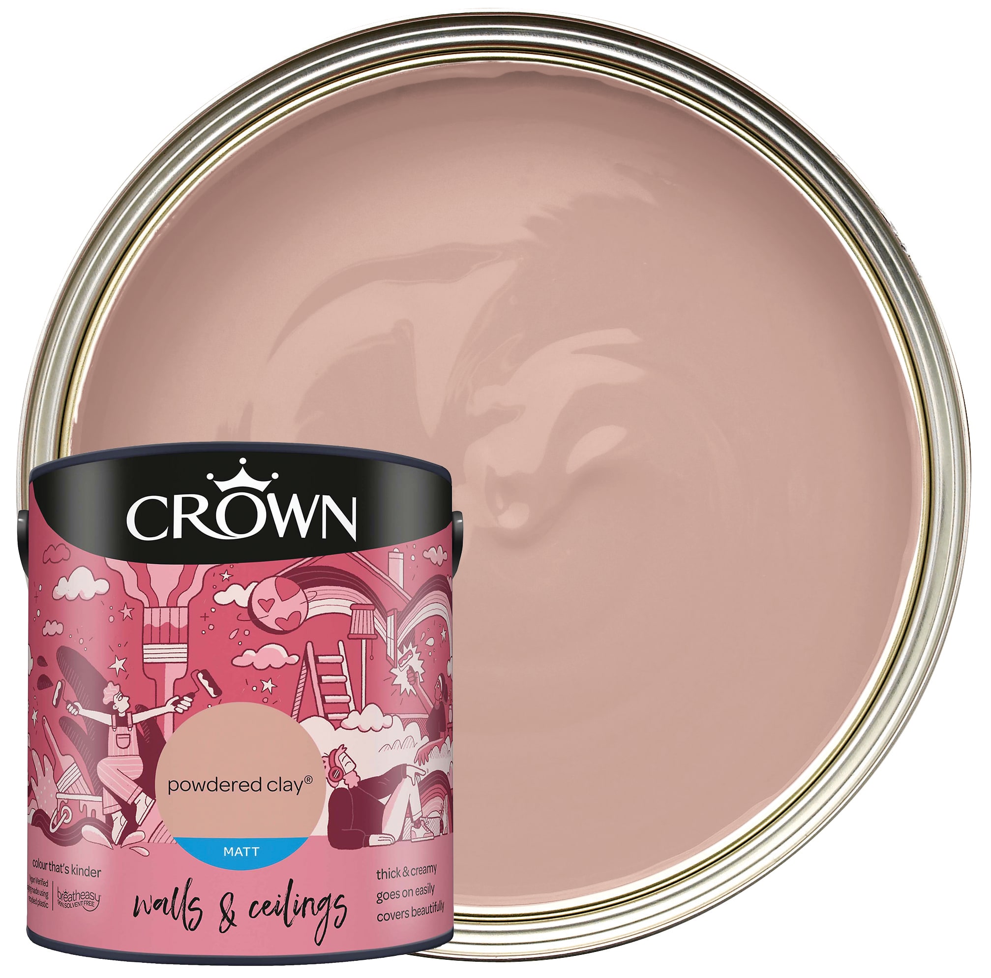 Crown Matt Emulsion Paint - Powdered Clay -