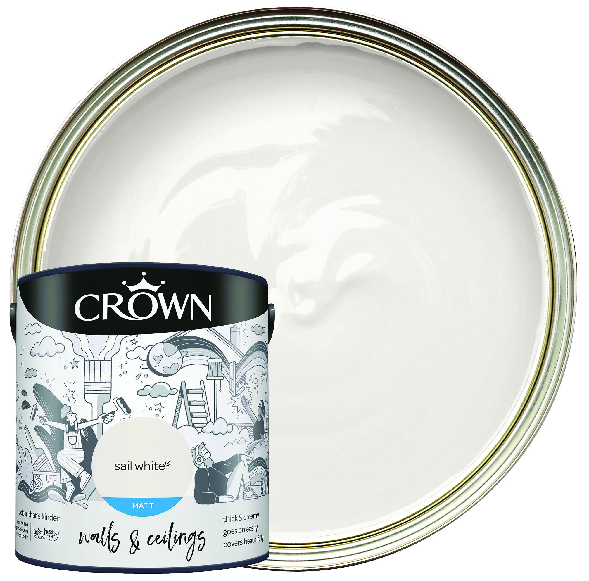 Crown Matt Emulsion Paint - Sail White - 2.5L