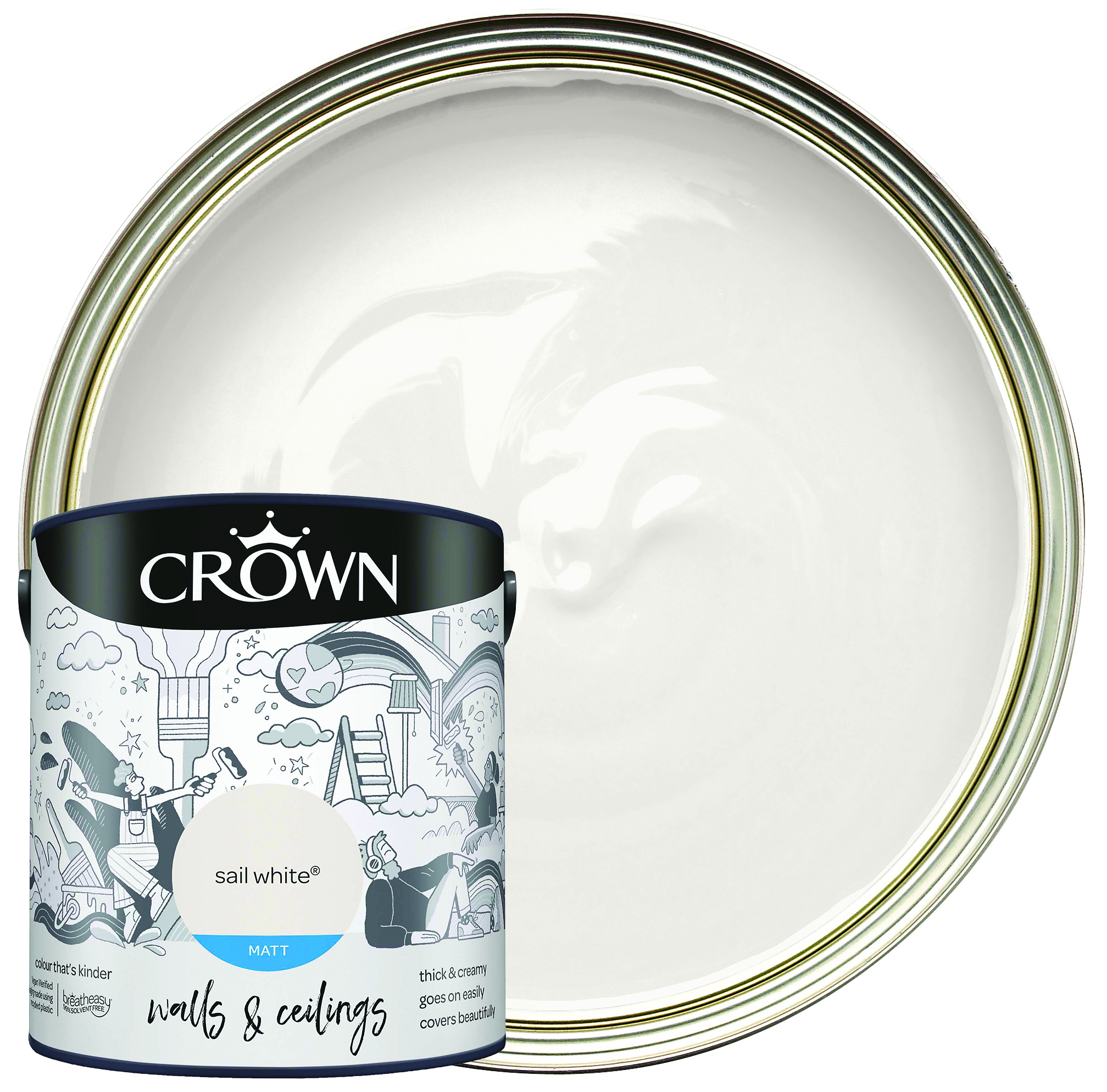 Image of Crown Matt Emulsion Paint - Sail White - 2.5L