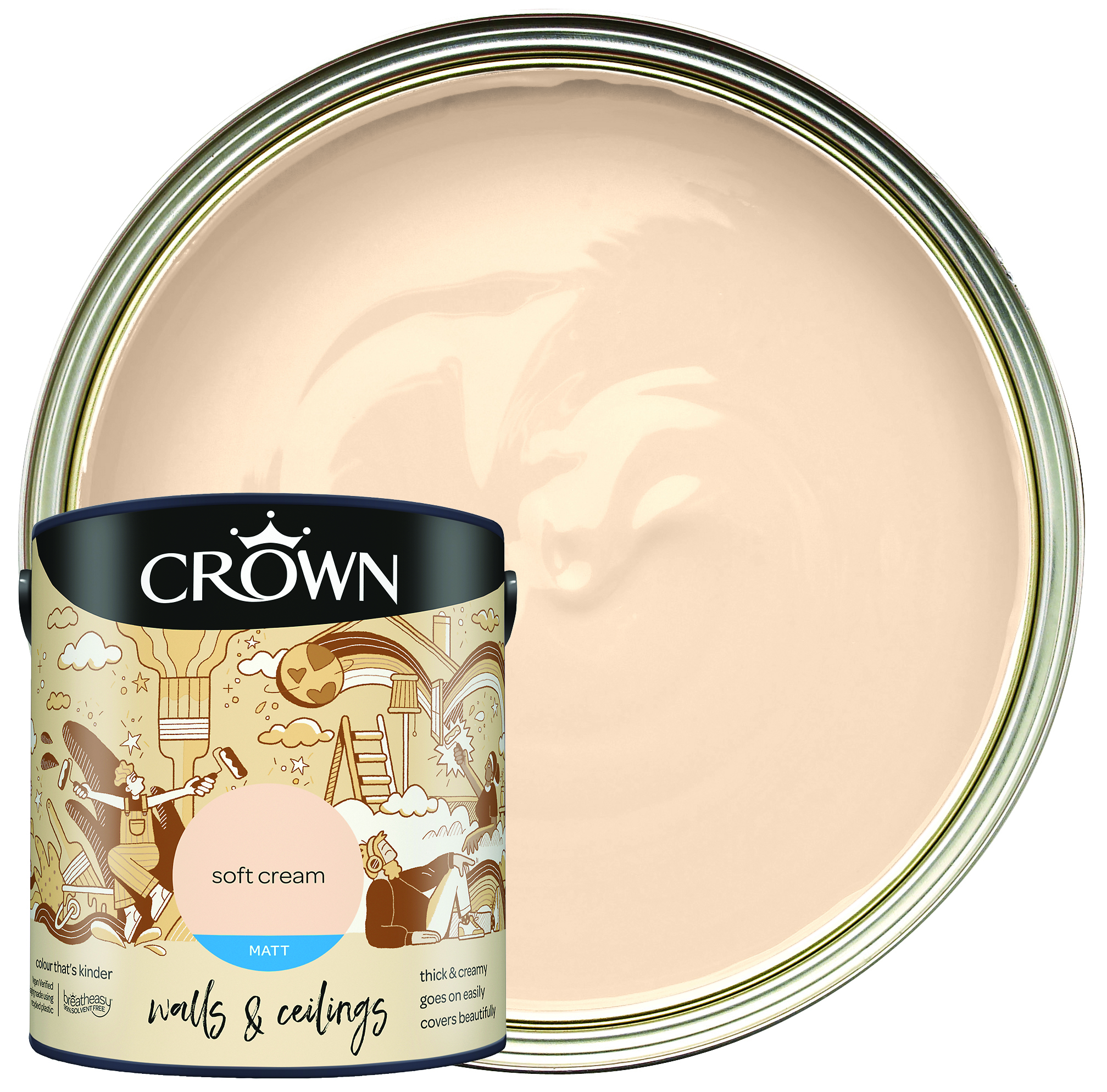 Crown Matt Emulsion Paint - Soft Cream - 2.5L