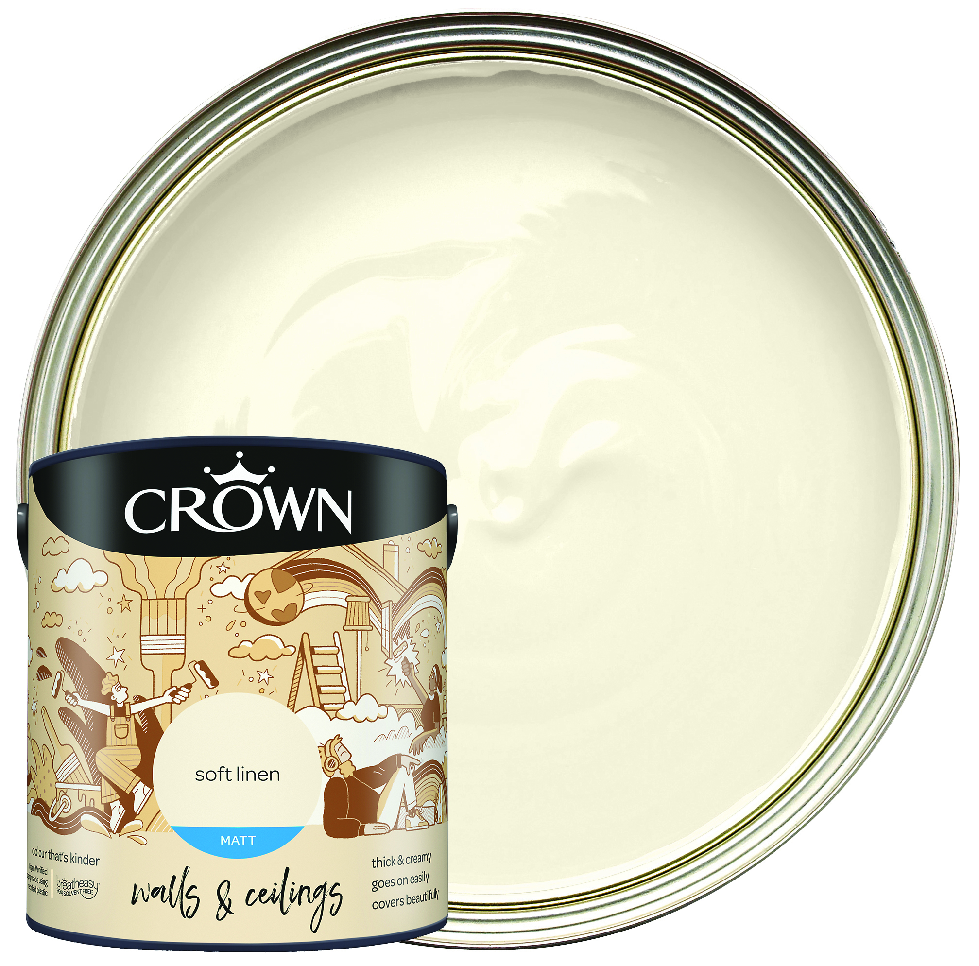 Image of Crown Matt Emulsion Paint - Soft Linen - 2.5L