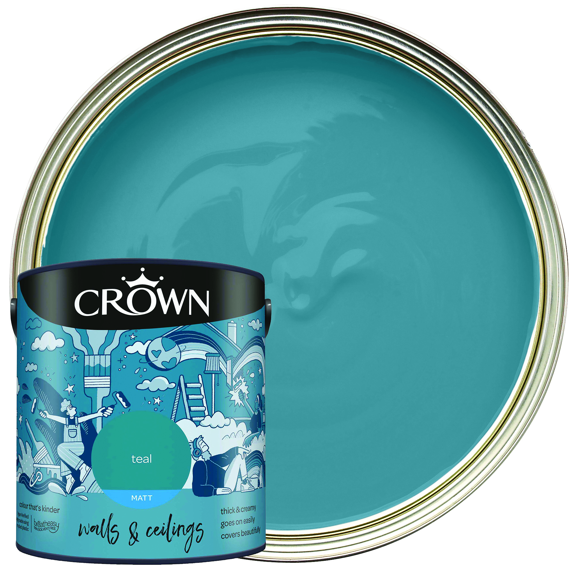 Image of Crown Matt Emulsion Paint - Teal - 2.5L