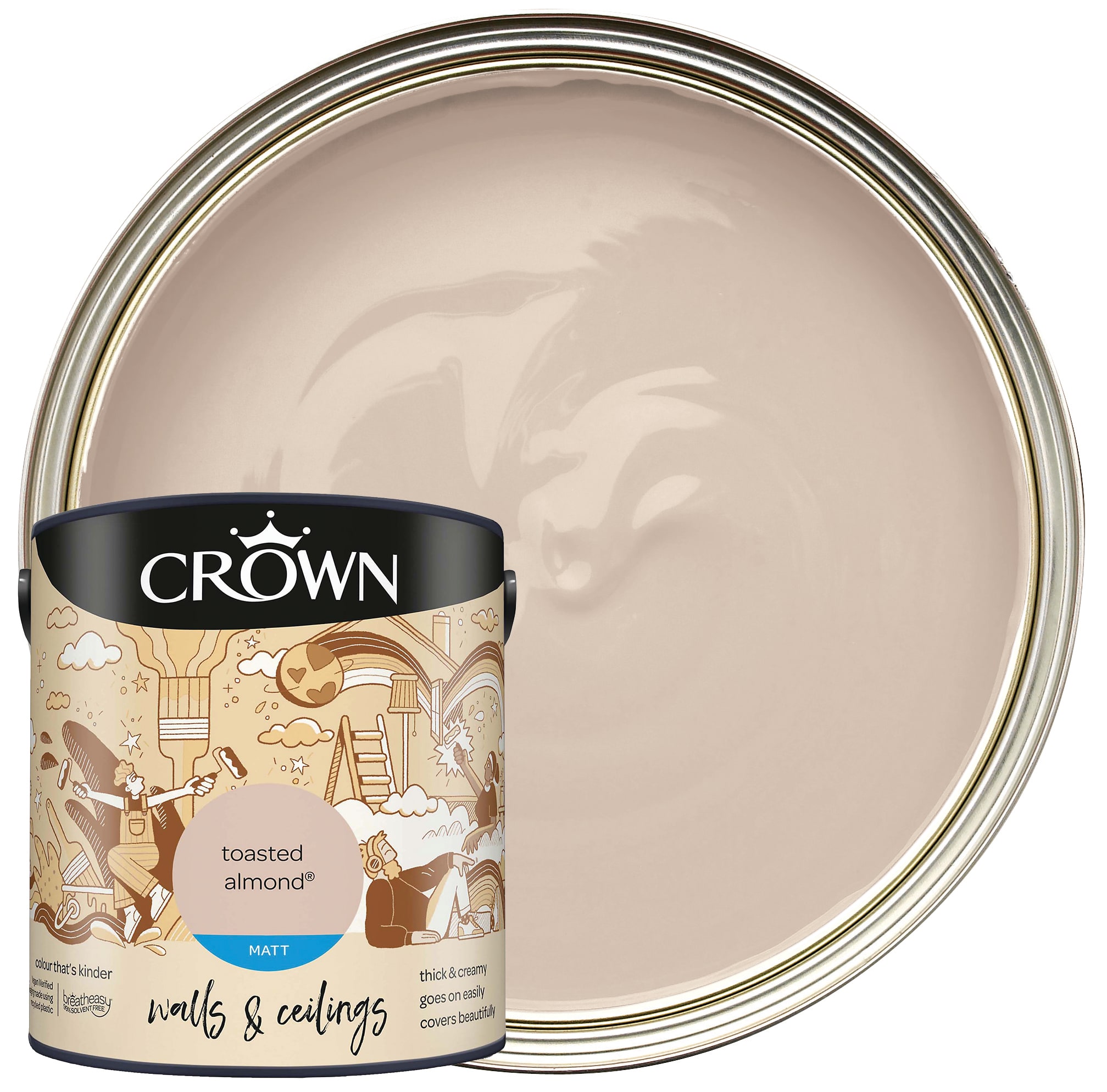 Crown Matt Emulsion Paint Toasted Almond 2.5L Wickes.co.uk