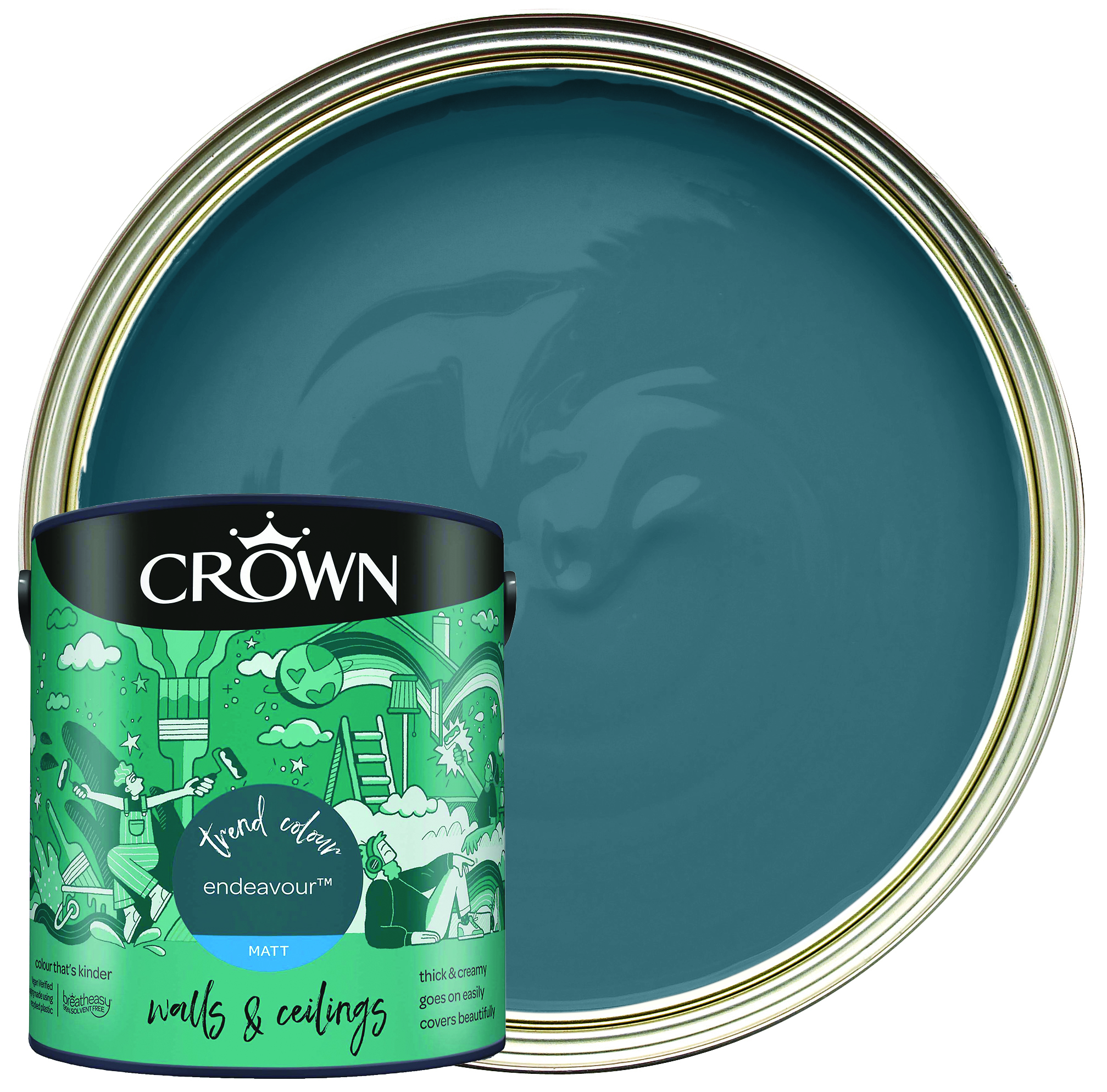 Crown Walls & Ceilings Matt Emulsion Paint Canvas White - 2.5L