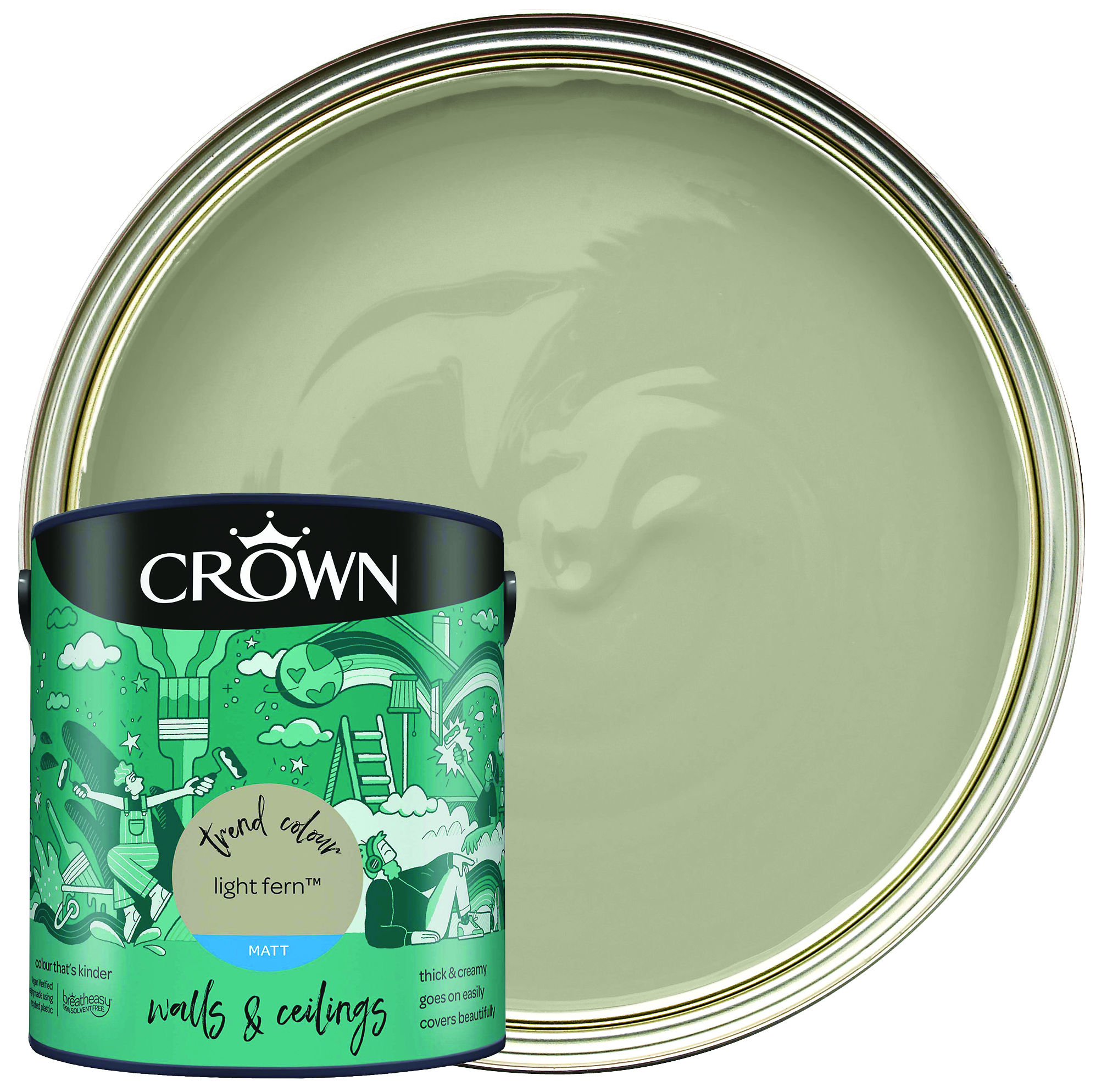 Crown Matt Emulsion Paint - Light Fern - 2.5L