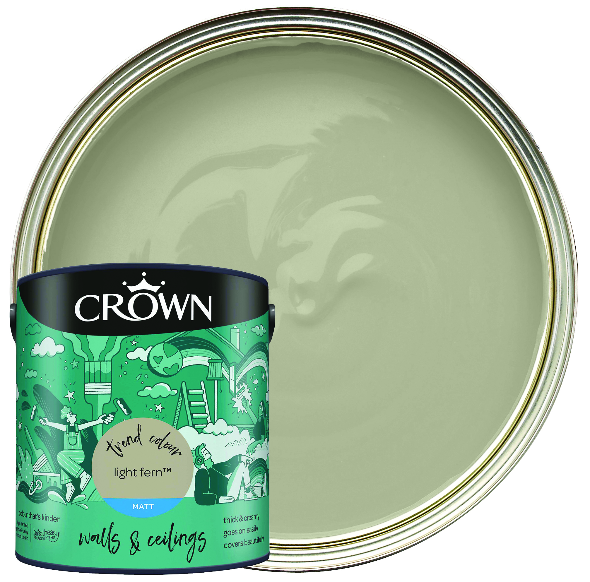 Image of Crown Matt Emulsion Paint - Light Fern - 2.5L