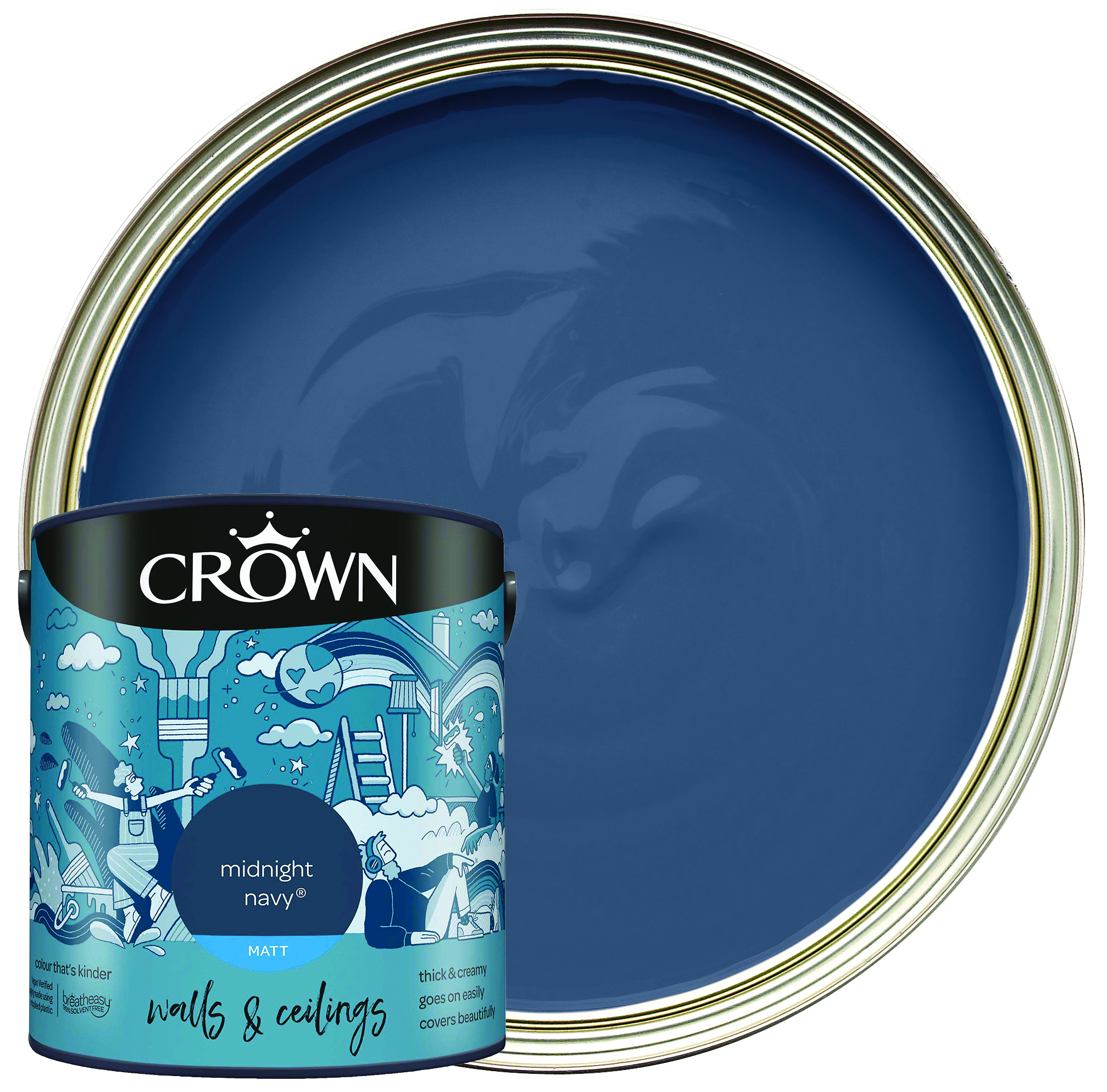 Image of Crown Matt Emulsion Paint - Midnight Navy - 2.5L