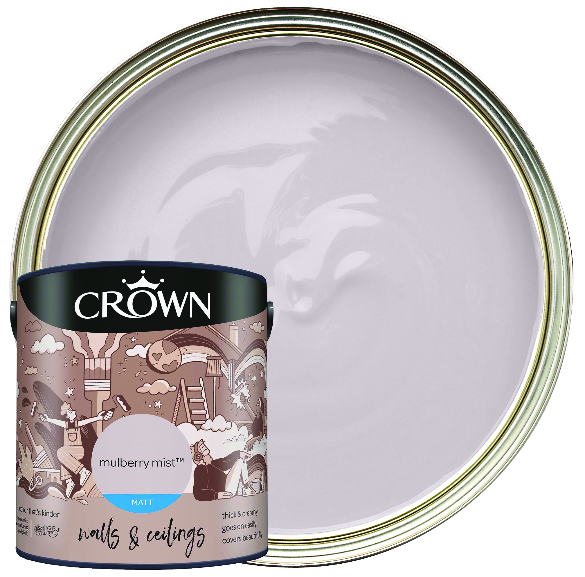 Image of Crown Matt Emulsion Paint - Mulberry Mist - 2.5L