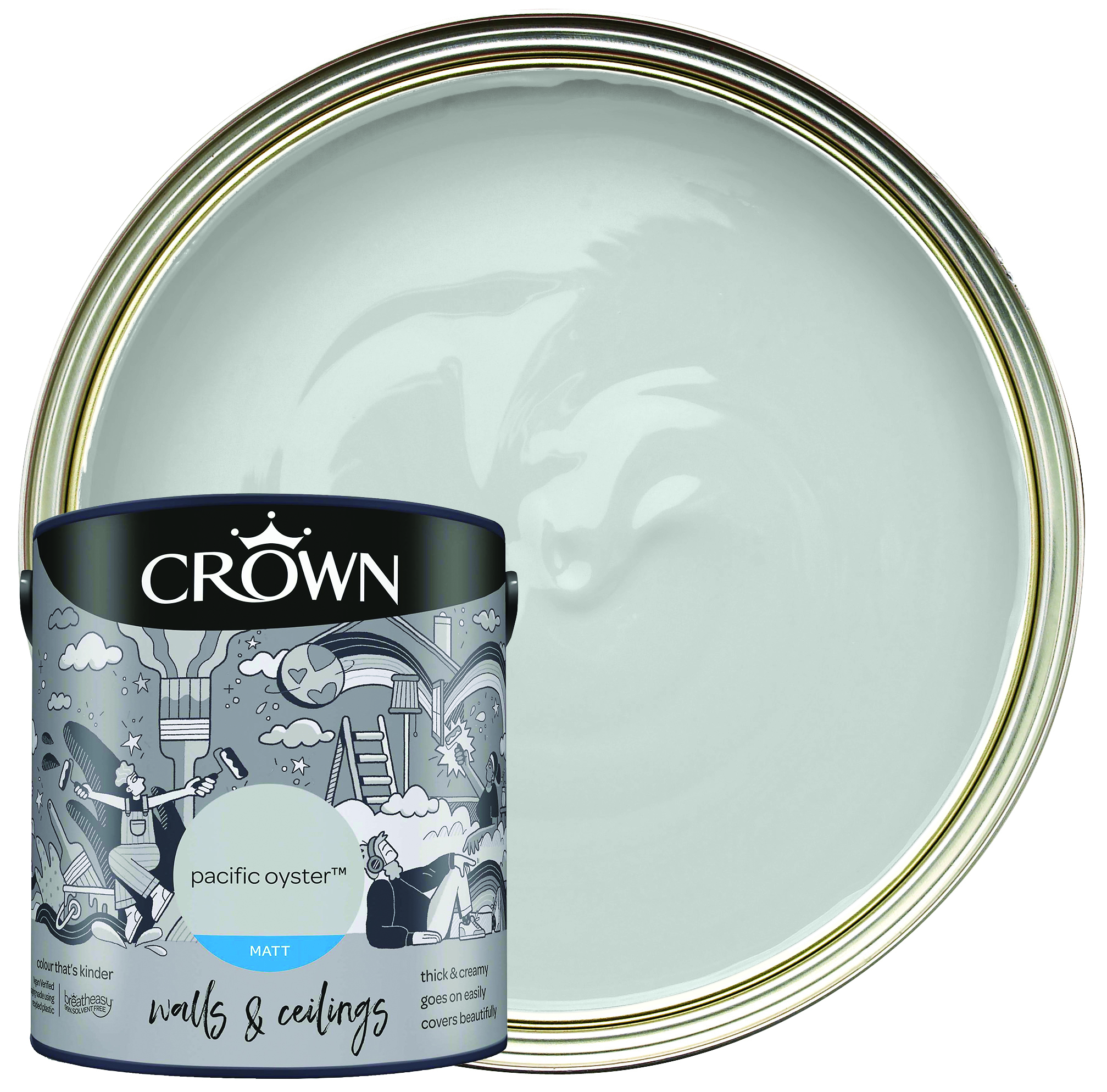 Crown Matt Emulsion Paint - Pacific Oyster - 2.5L