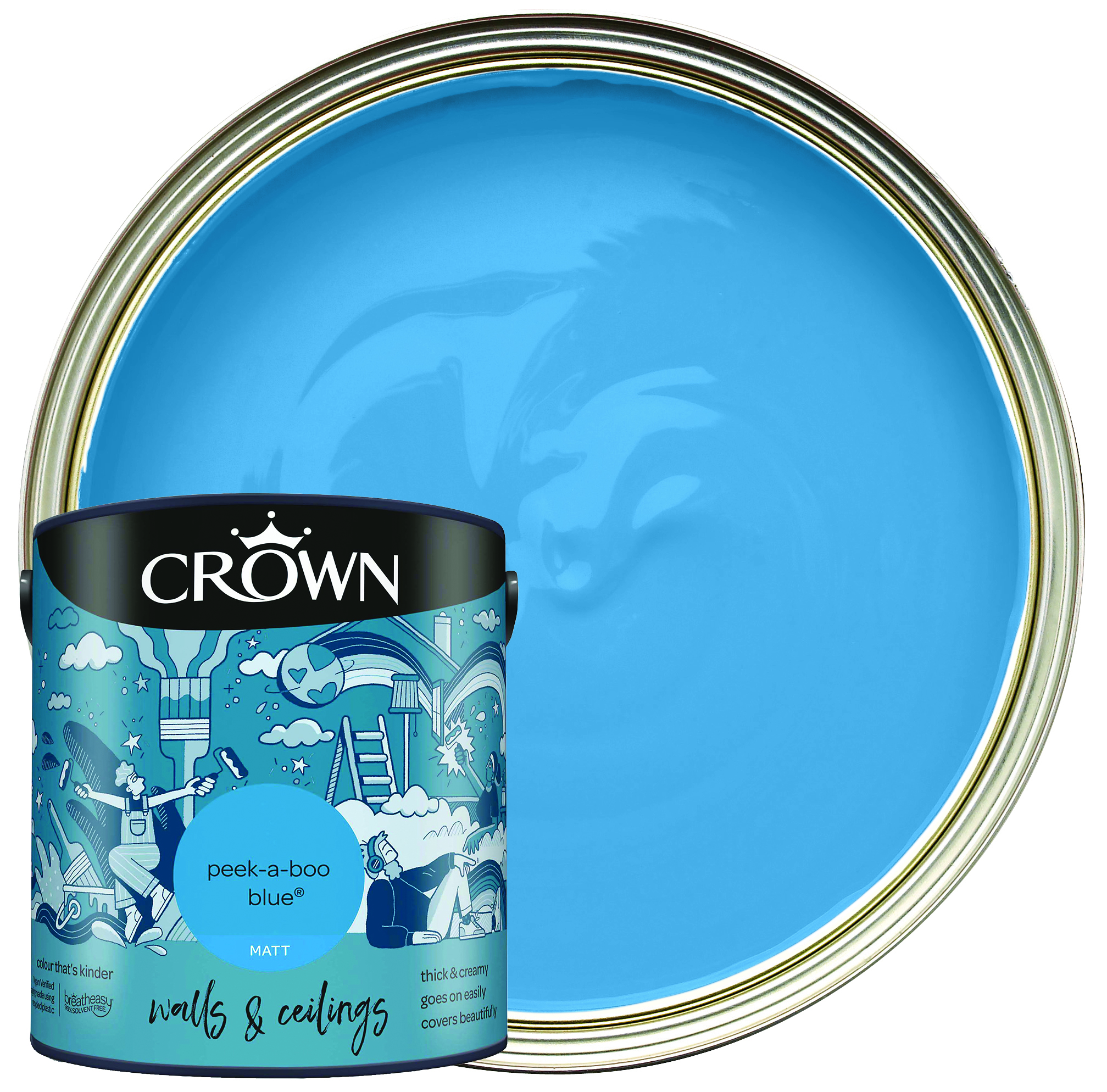 Crown Matt Emulsion Paint - Peek A Boo Blue - 2.5L