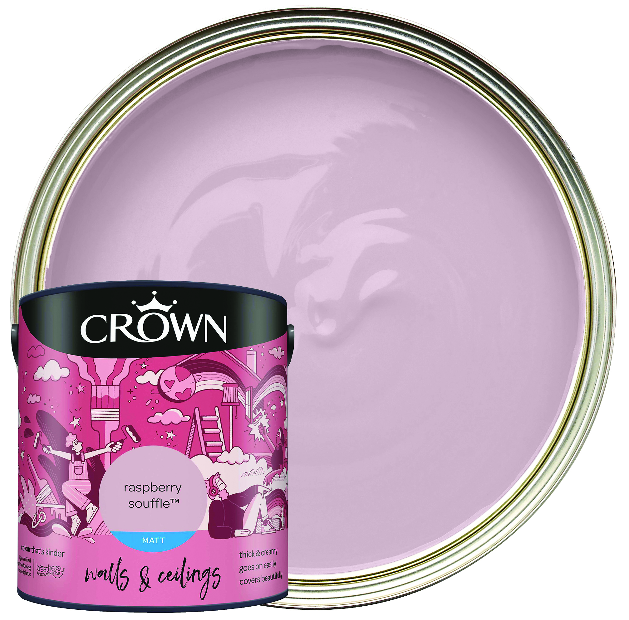 Crown Matt Emulsion Paint - Raspberry Souffle - 2.5L