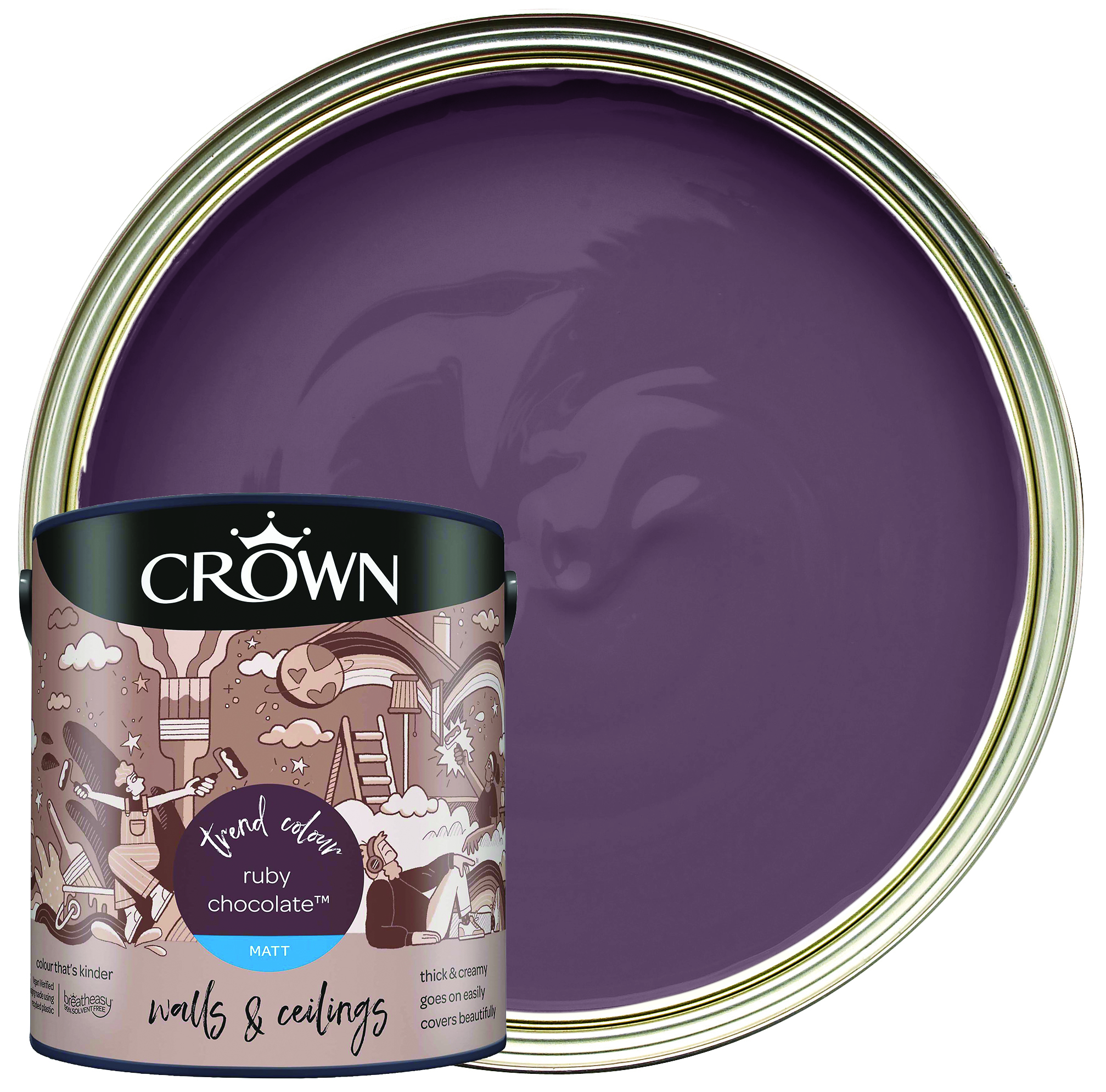 Image of Crown Matt Emulsion Paint - Ruby Chocolate - 2.5L