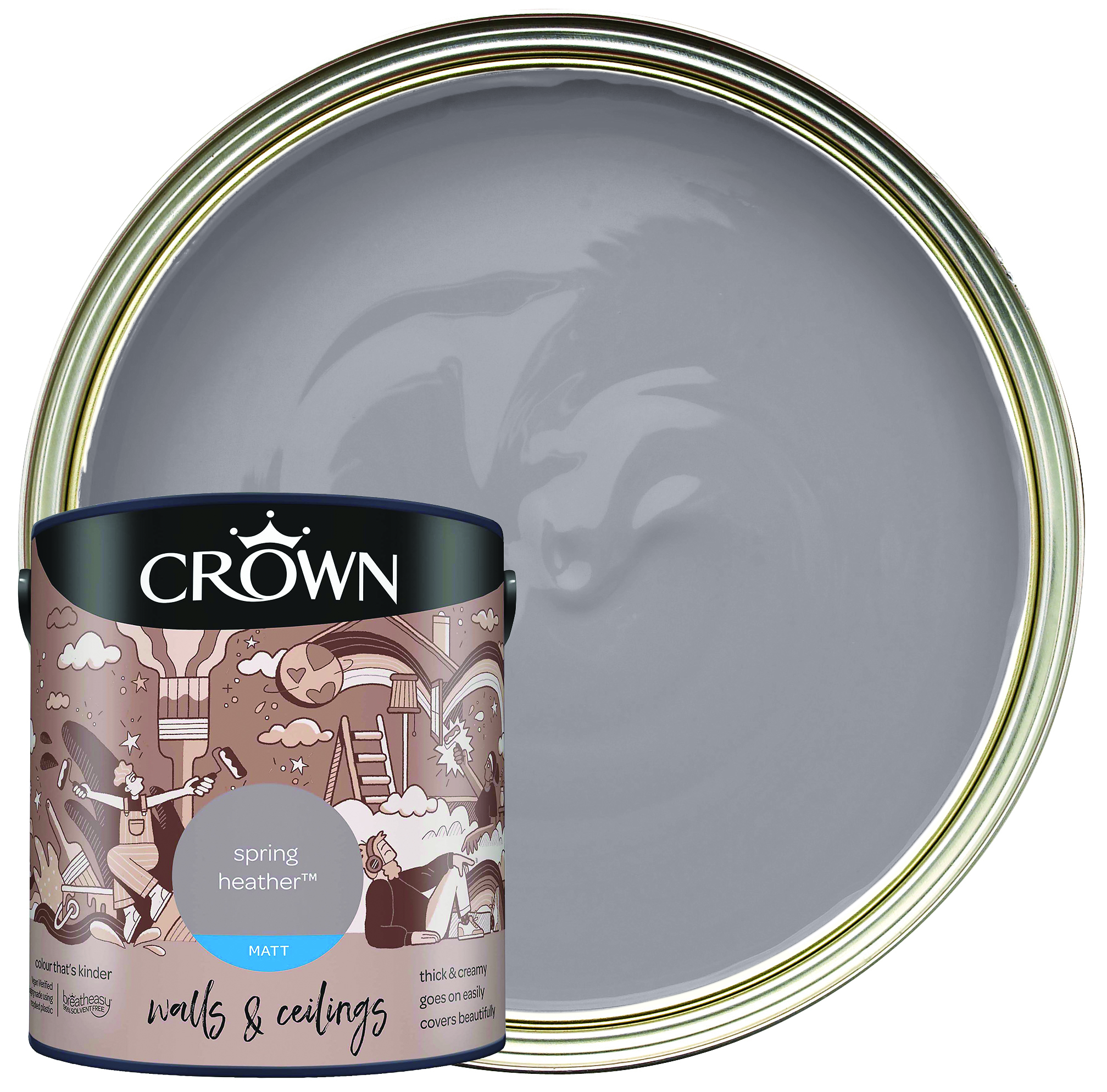 Image of Crown Matt Emulsion Paint - Spring Heather - 2.5L