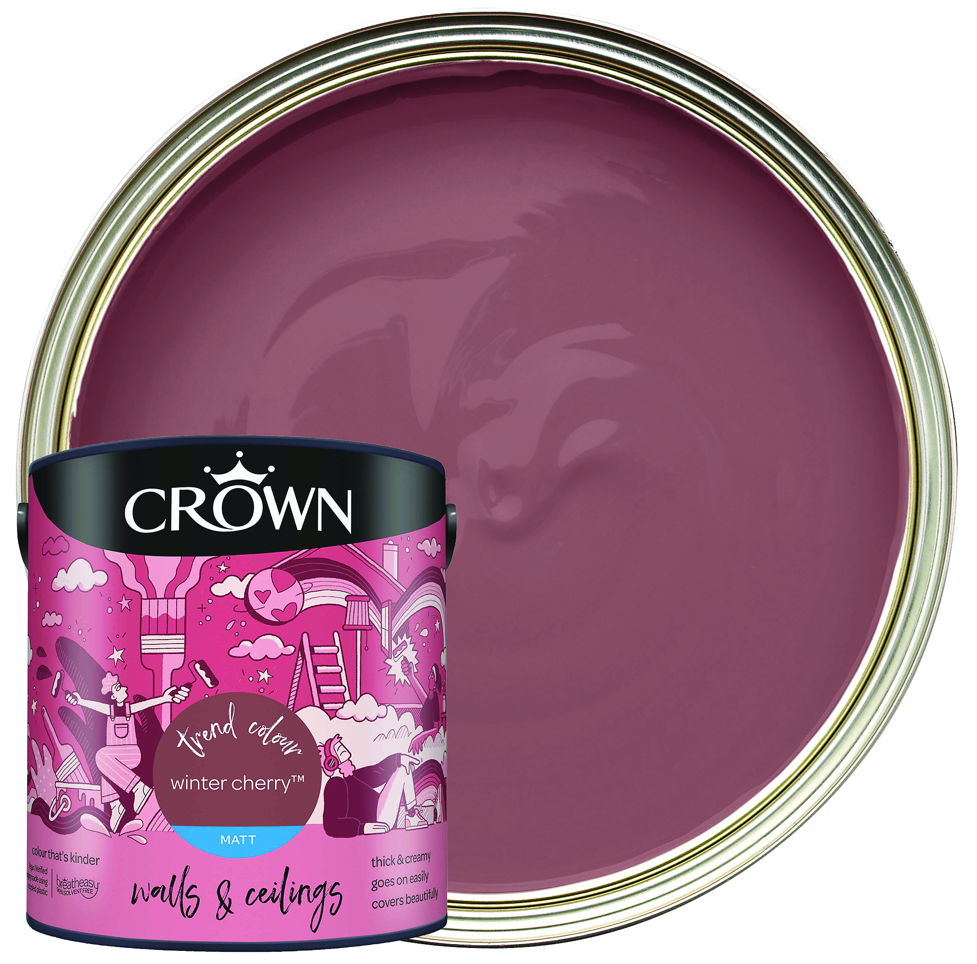 Image of Crown Matt Emulsion Paint - Winter Cherry - 2.5L