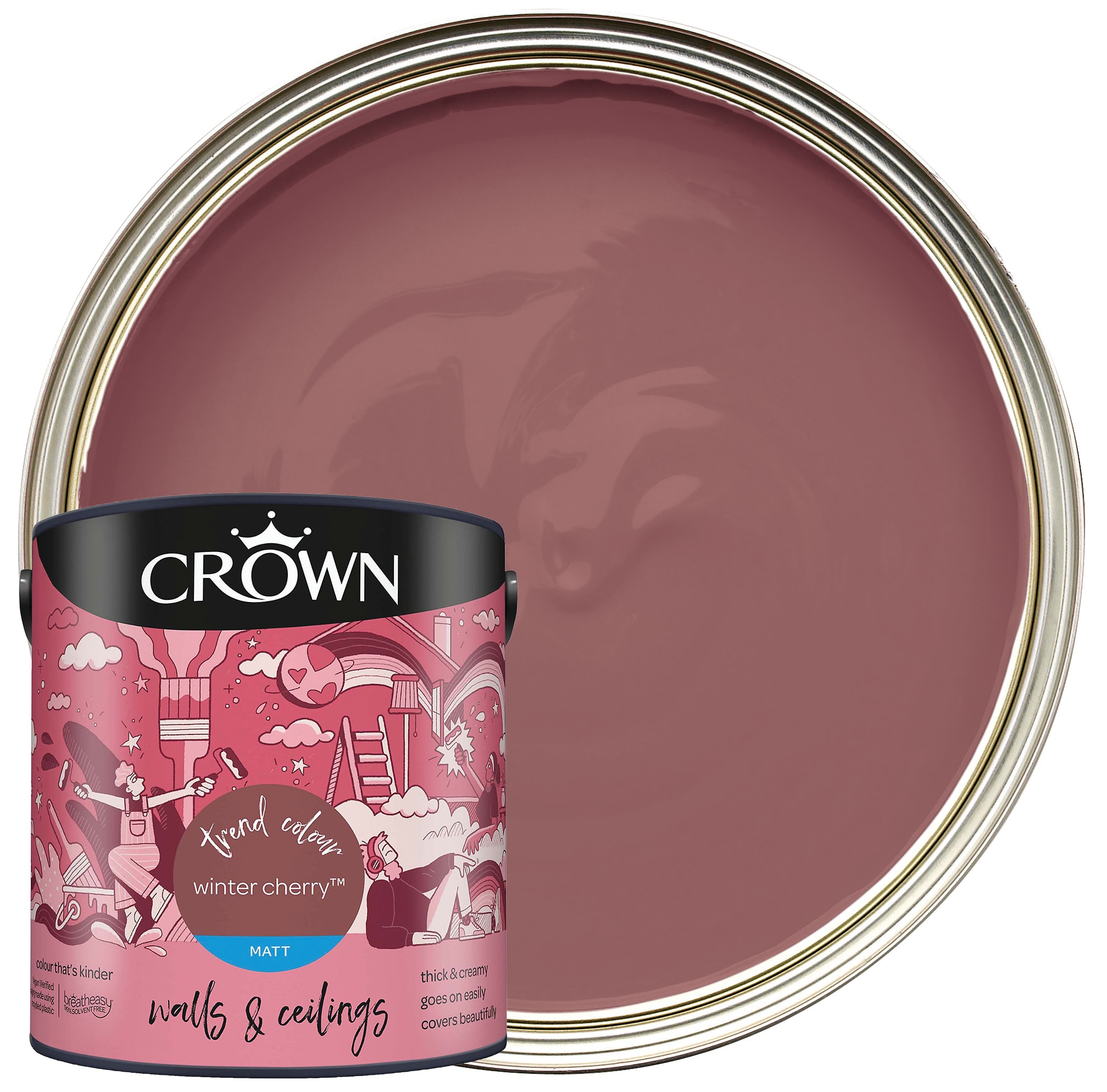 Crown Matt Emulsion Paint Winter Cherry 2.5L Wickes.co.uk