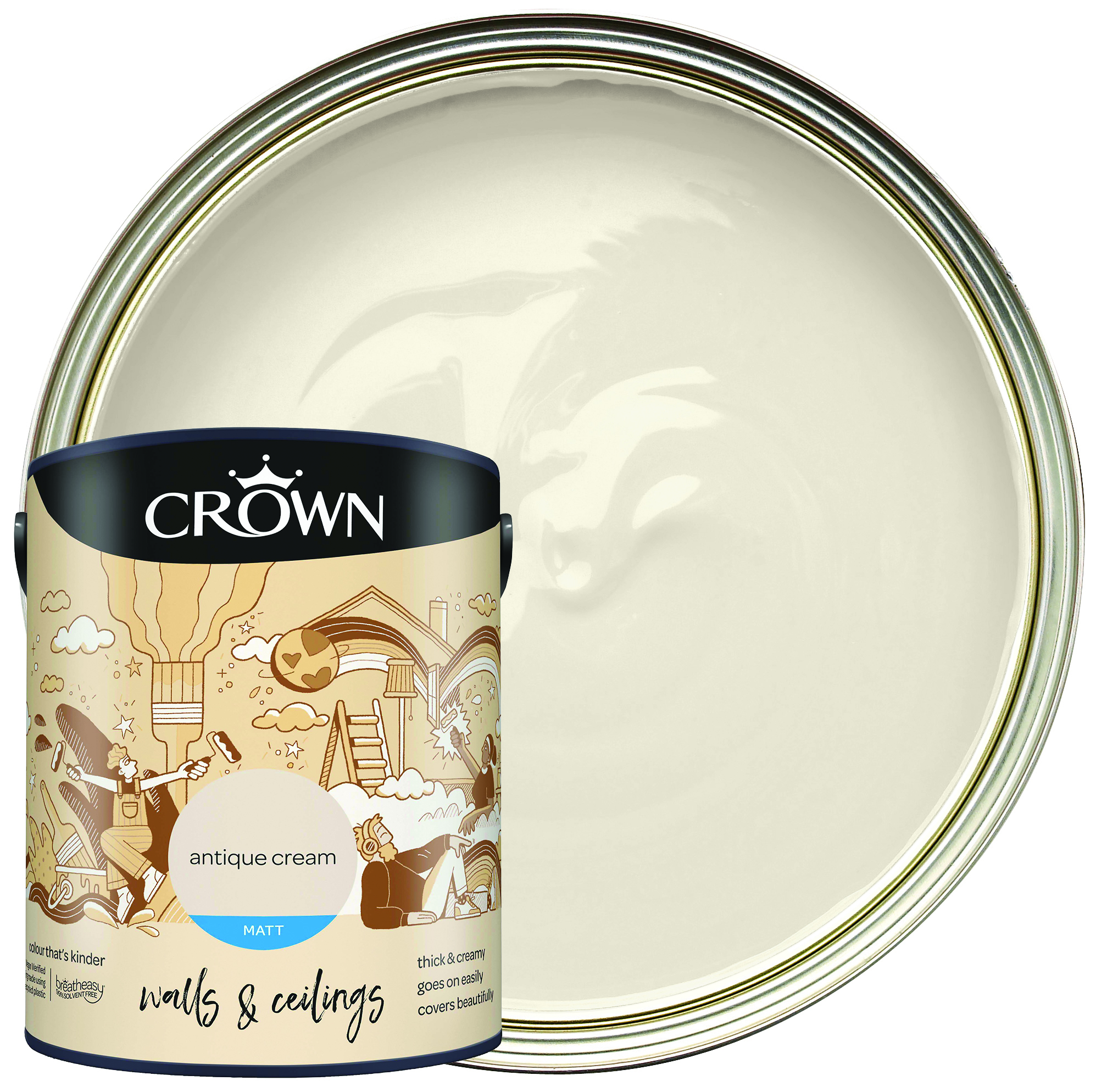 Image of Crown Matt Emulsion Paint - Antique Cream - 5L