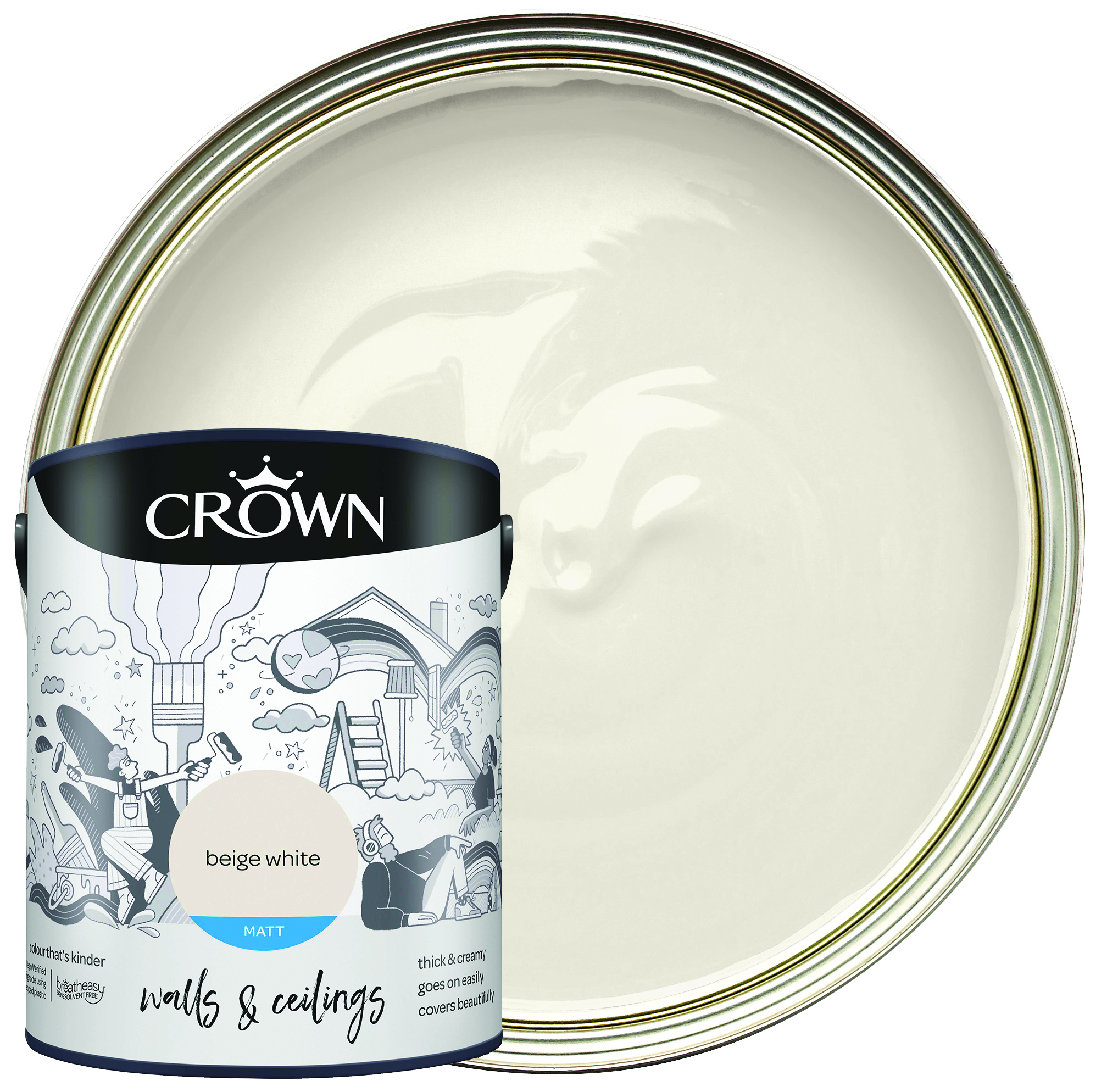 Image of Crown Matt Emulsion Paint - Beige White - 5L