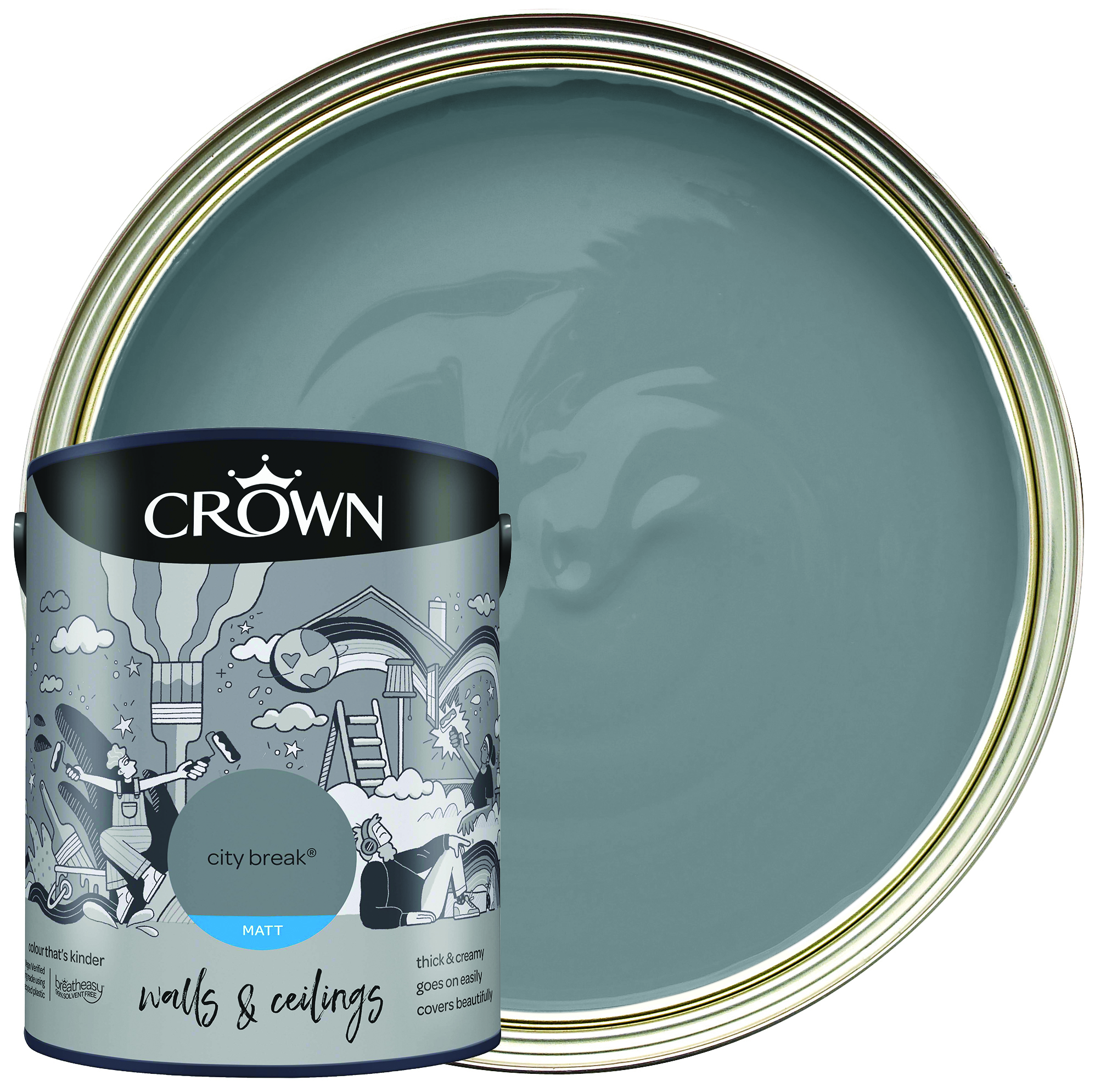 Image of Crown Matt Emulsion Paint - City Break - 5L