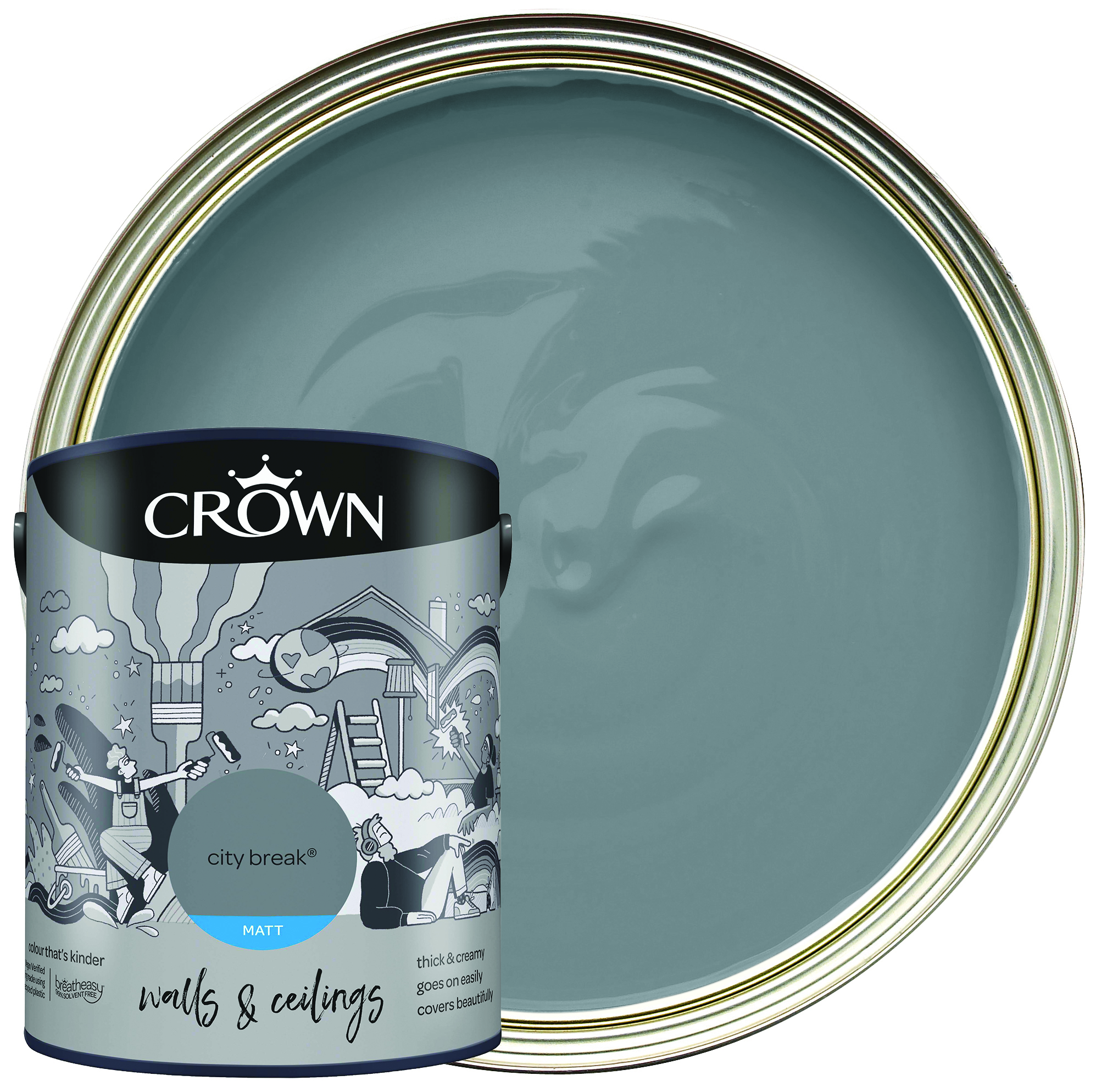 Crown Matt Emulsion Paint - City Break - 5L