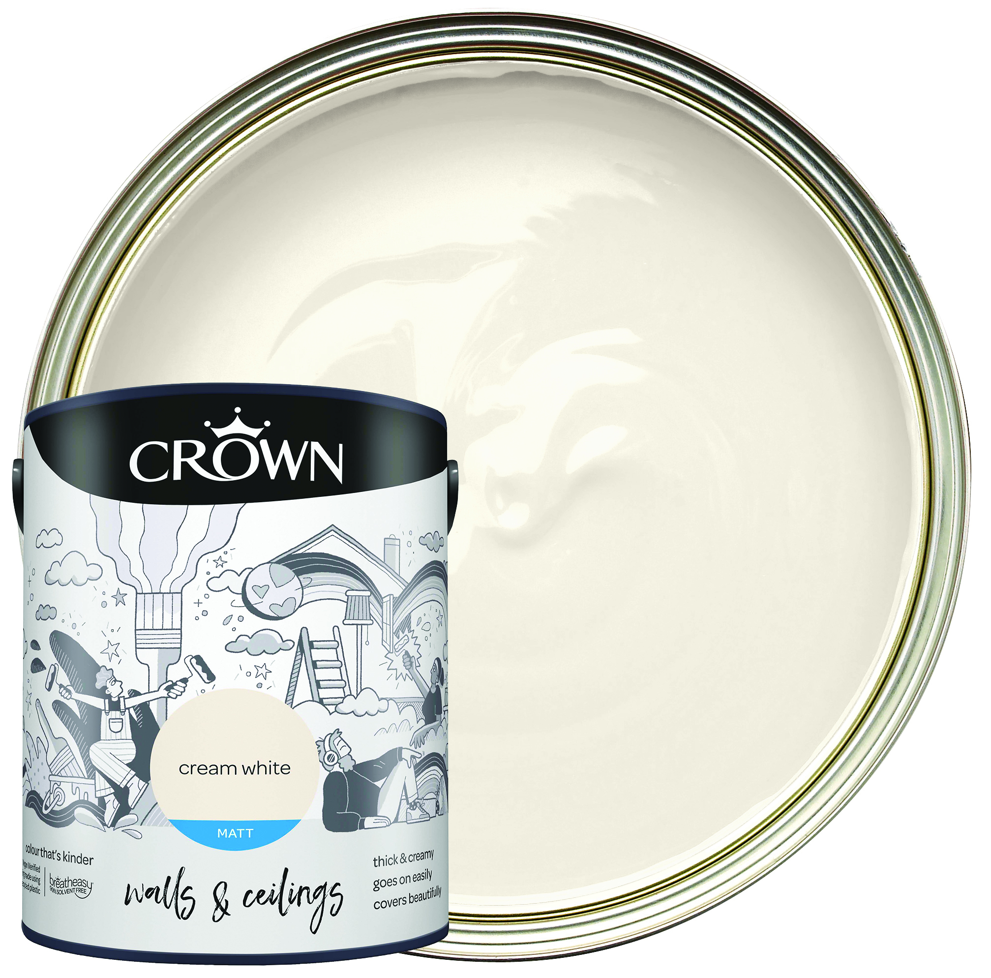 Crown Matt Emulsion Paint - Cream White - 5L
