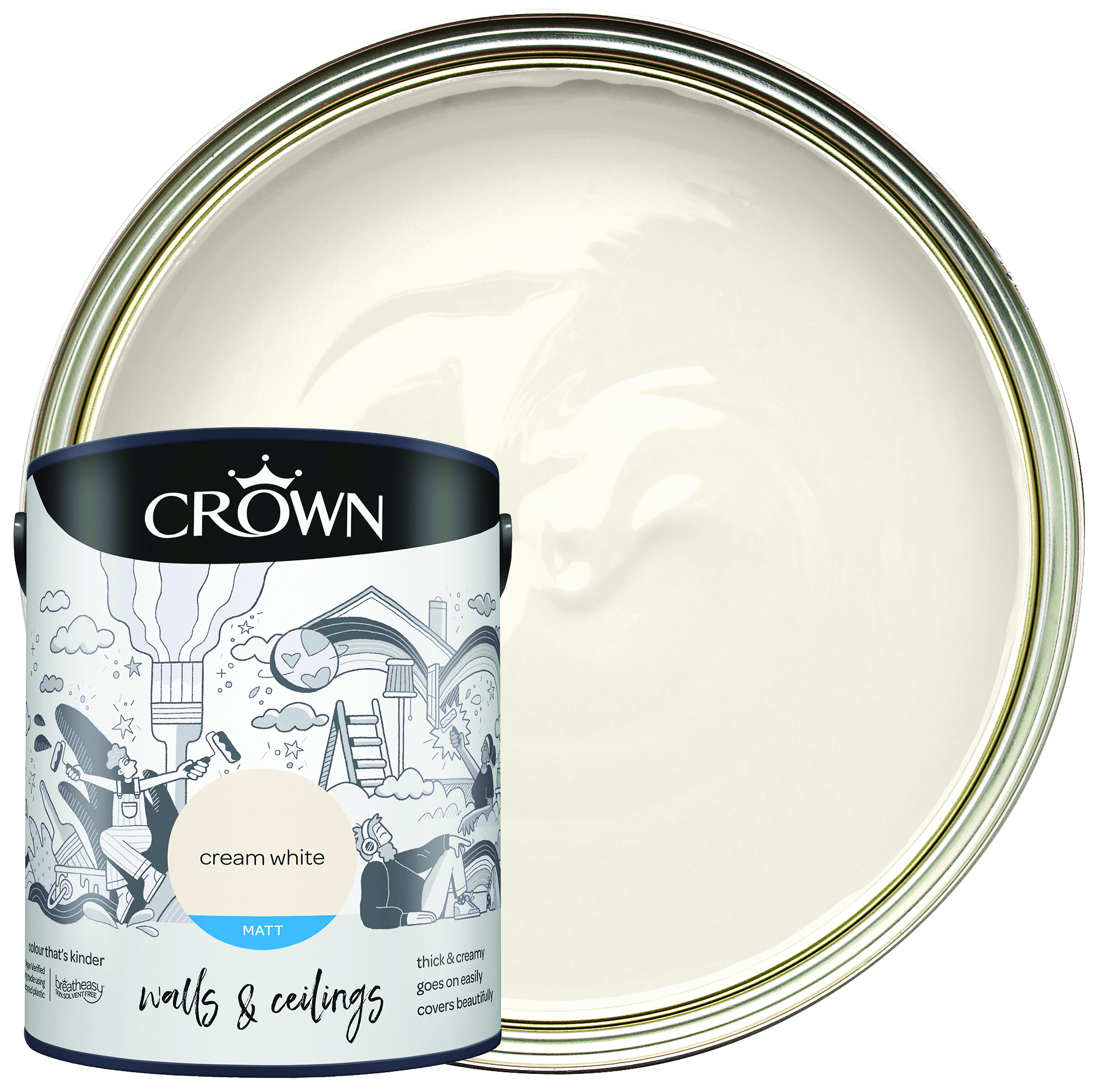 Crown Matt Emulsion Paint - Cream White - 2.5L